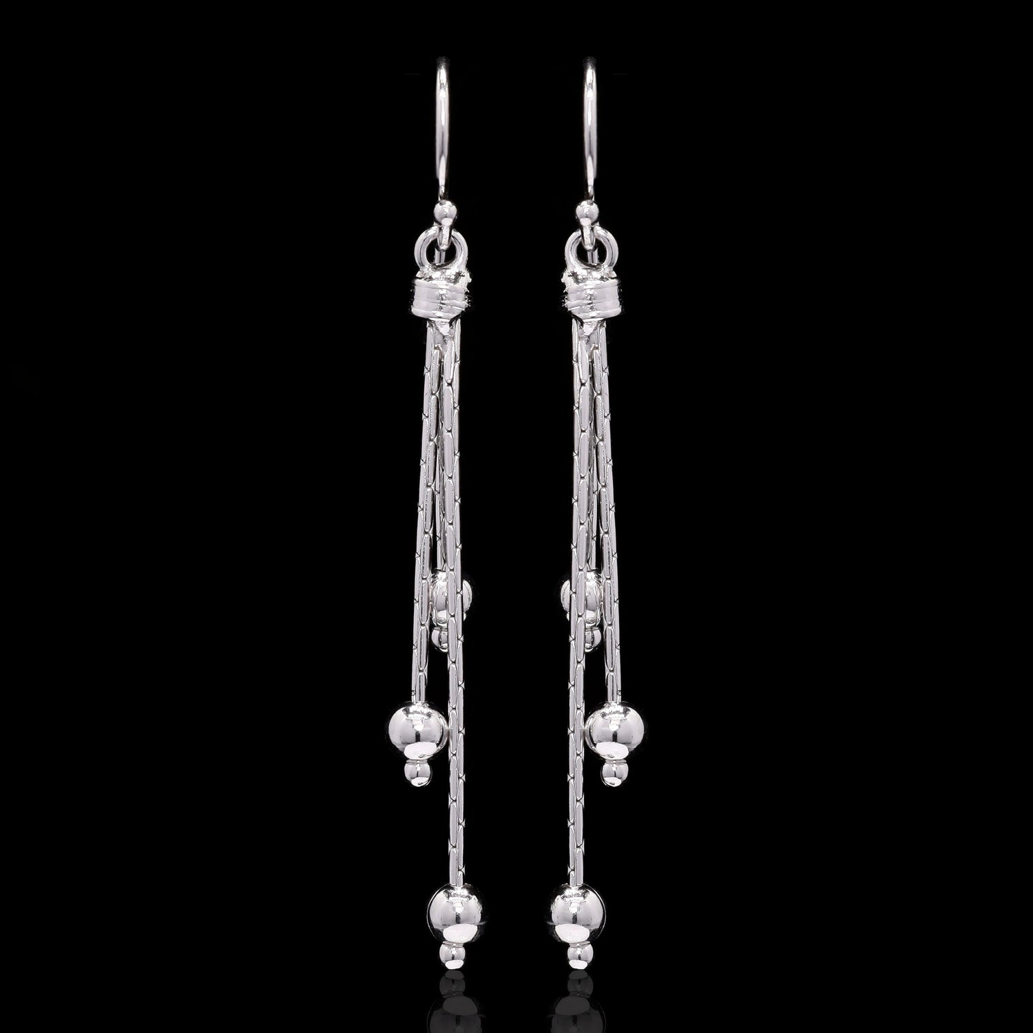 Triple Pearl Drops Silver Earrings