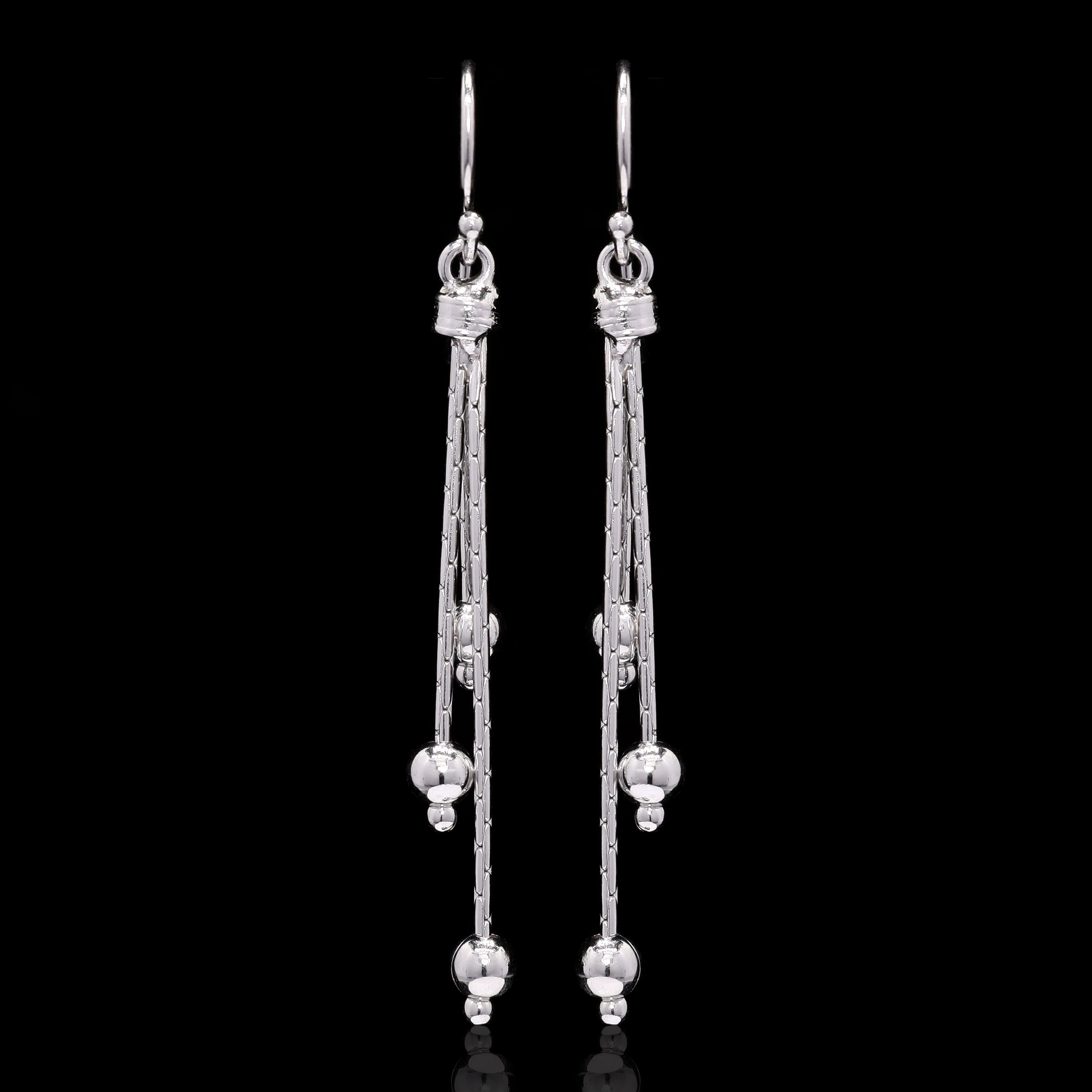 Triple Pearl Drops Silver Earrings