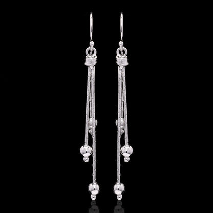 Triple Pearl Drops Silver Earrings