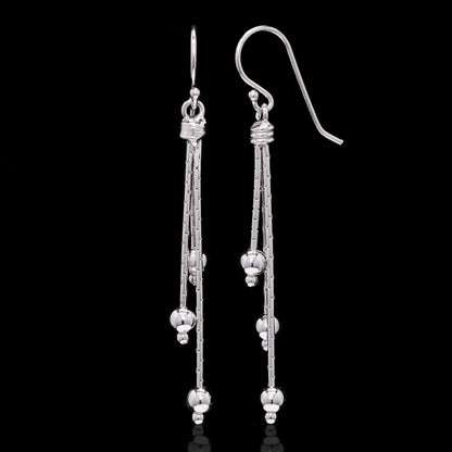 Triple Pearl Drops Silver Earrings