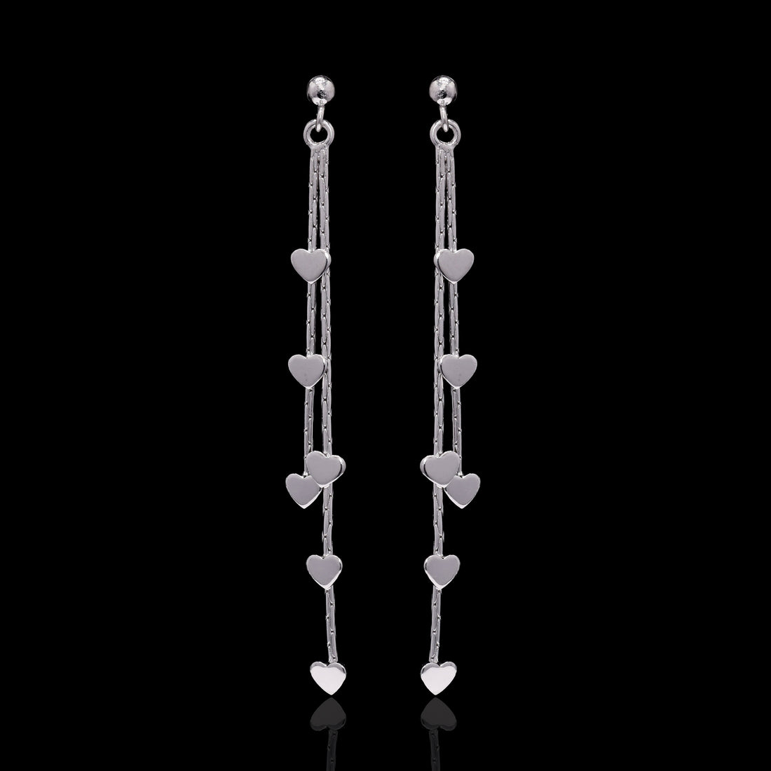 Heart Drop Silver Earrings