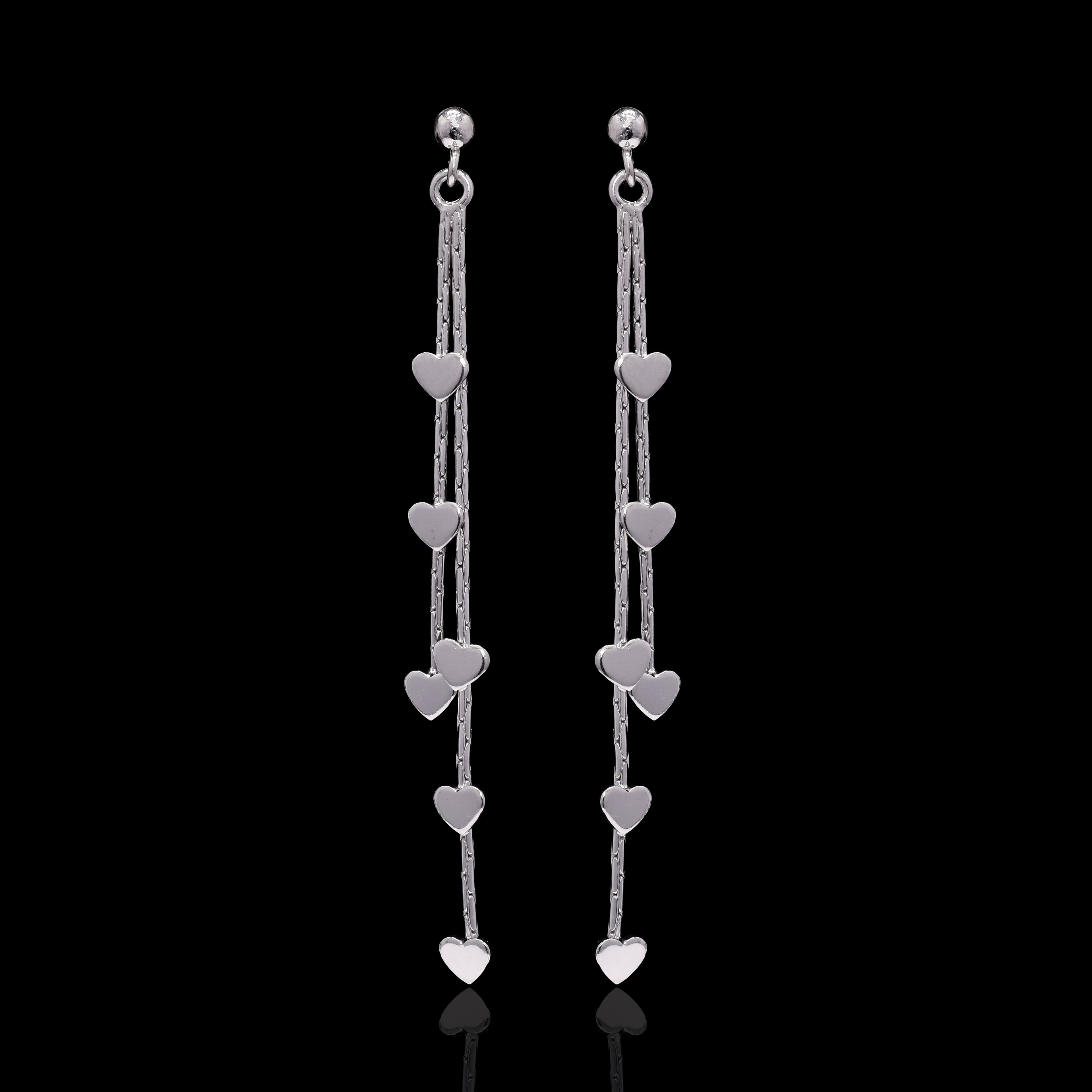 Heart Drop Silver Earrings