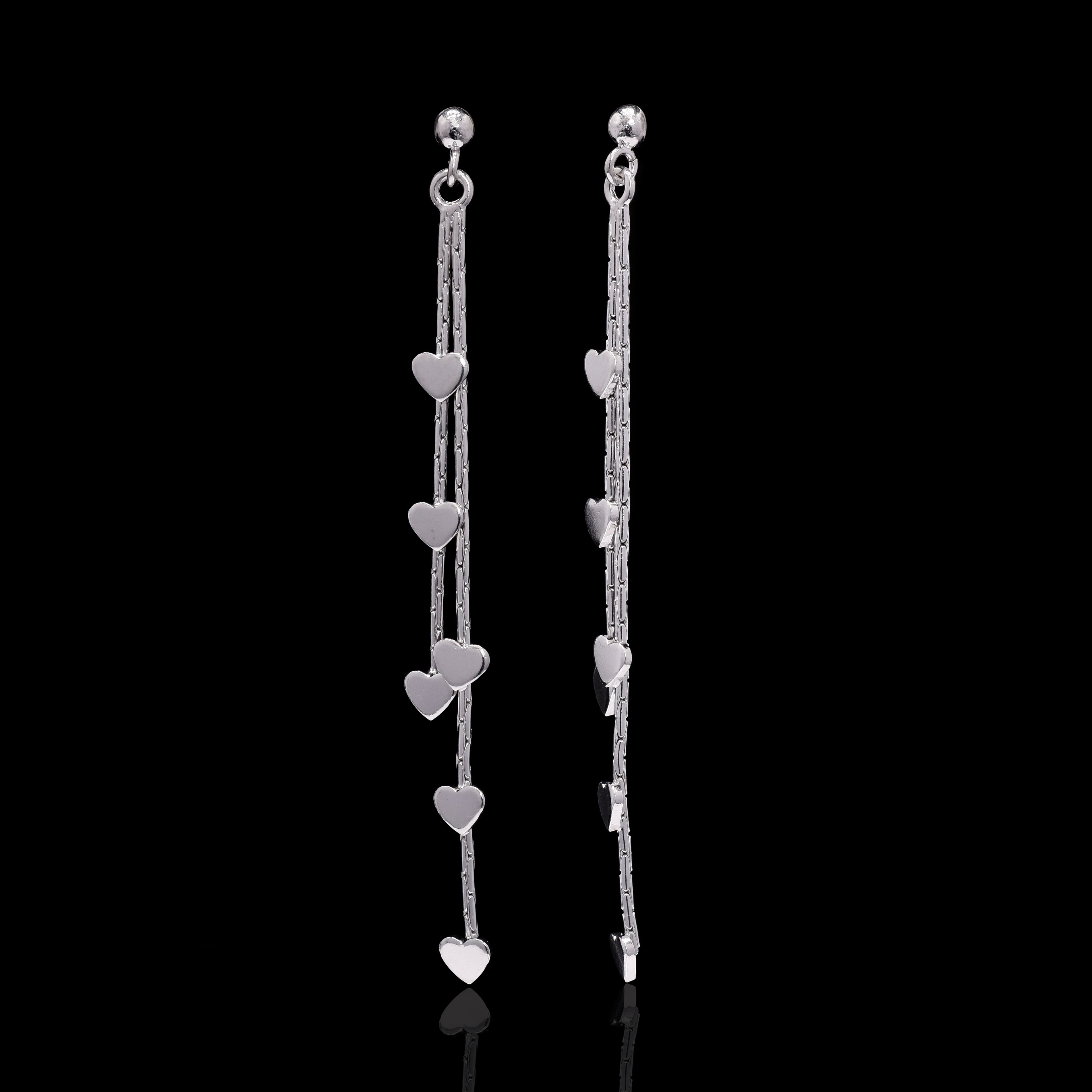 Heart Drop Silver Earrings