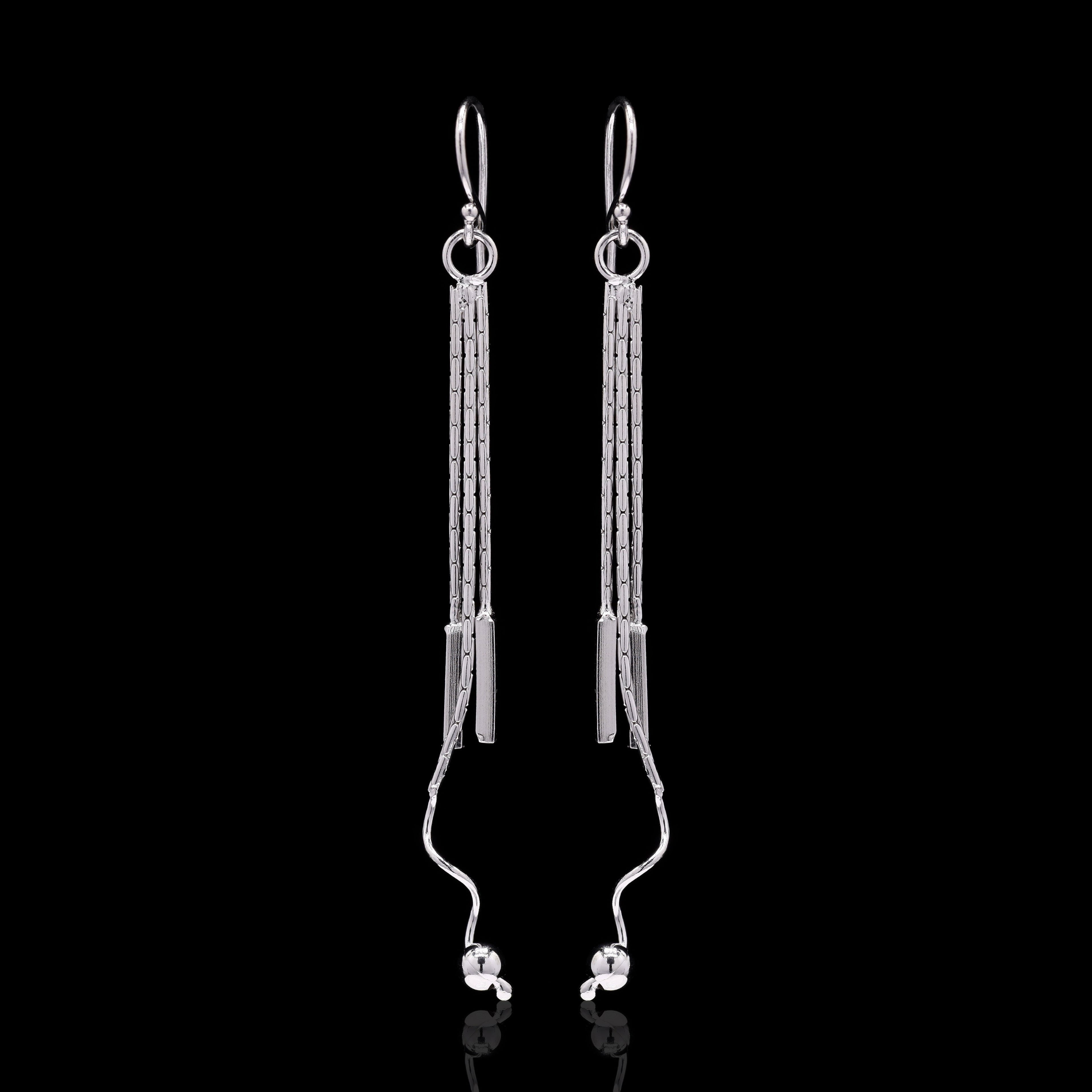 Tassel Drop Silver Earrings