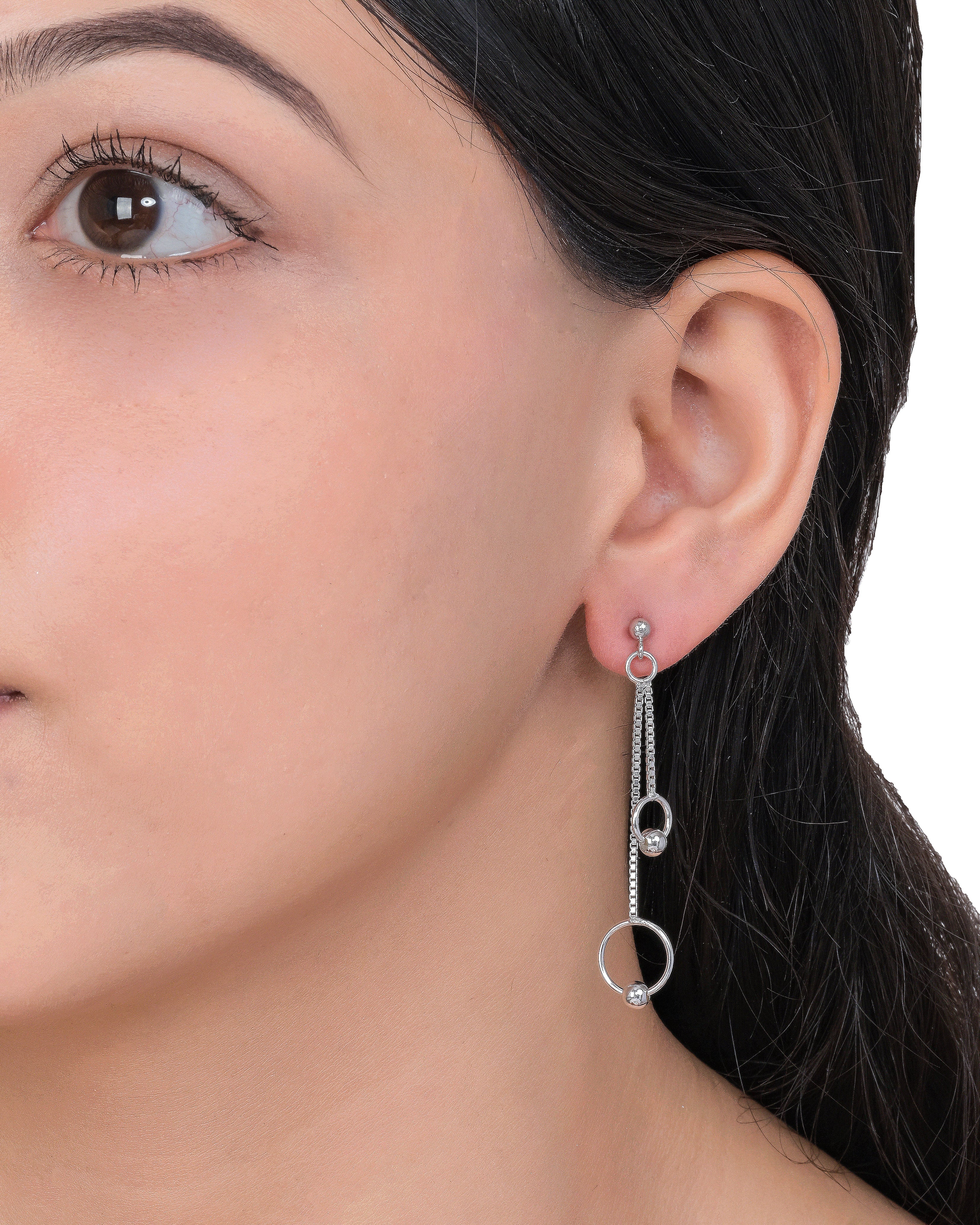 Floating Spheres Silver Earrings