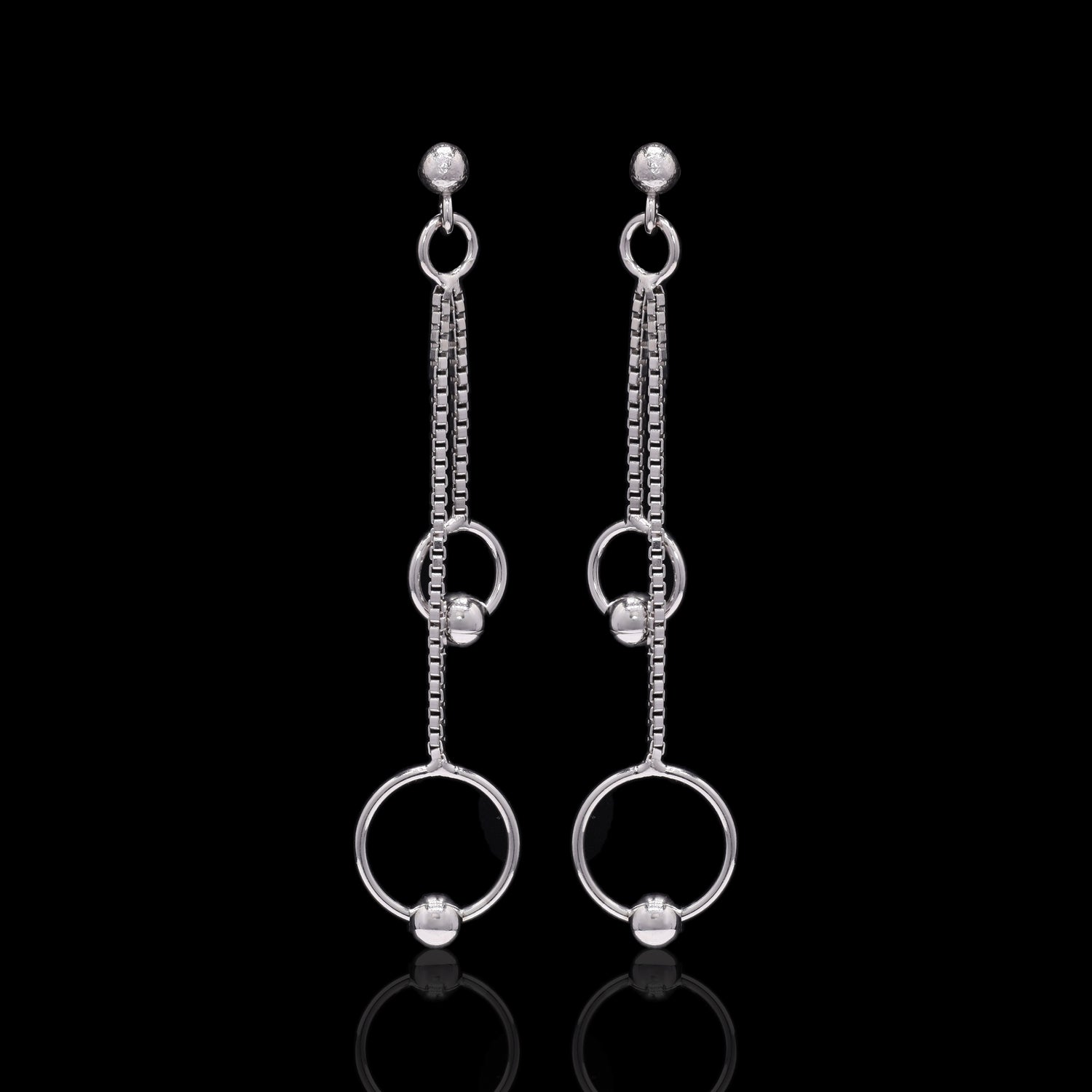 Floating Spheres Silver Earrings