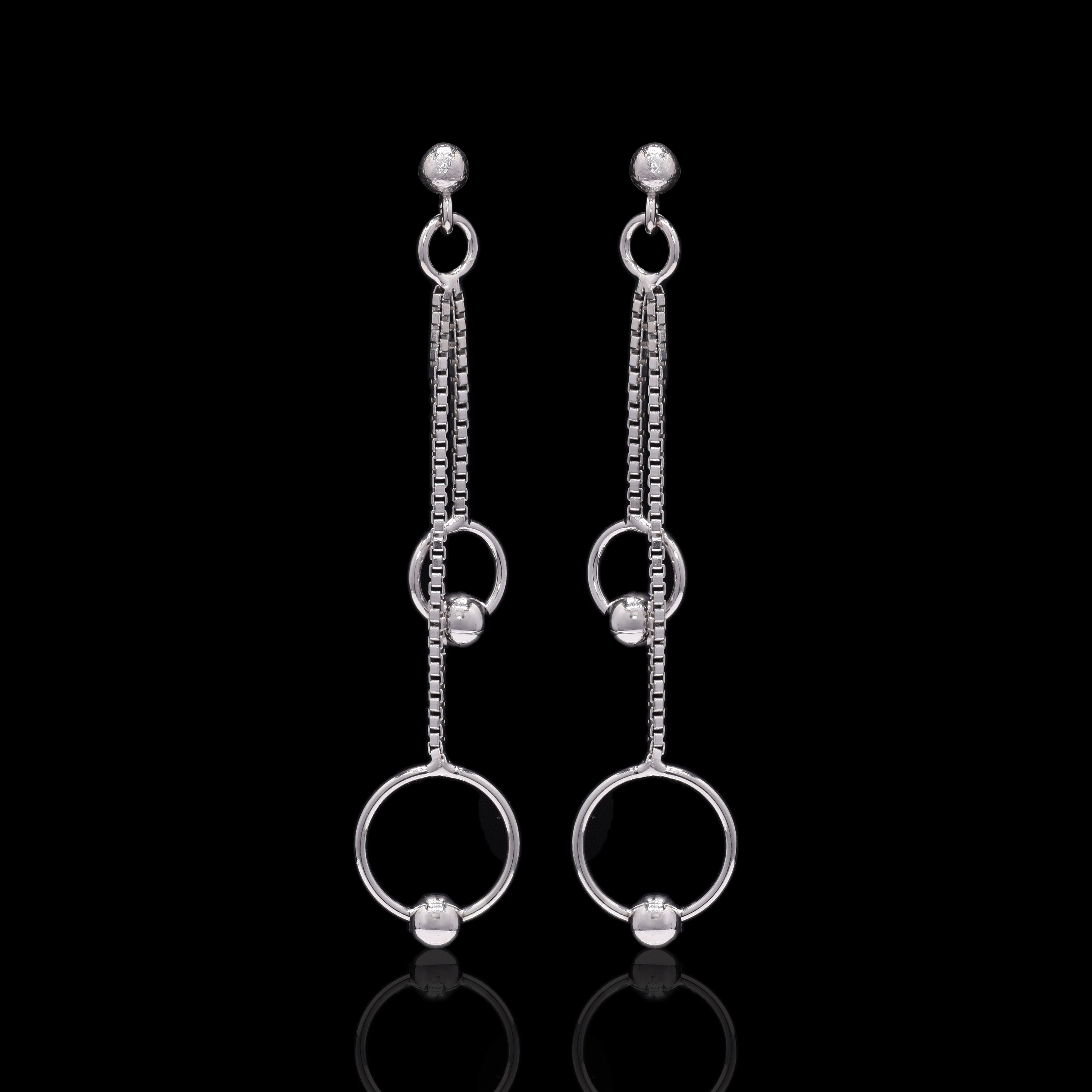 Floating Spheres Silver Earrings