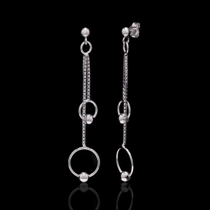 Floating Spheres Silver Earrings