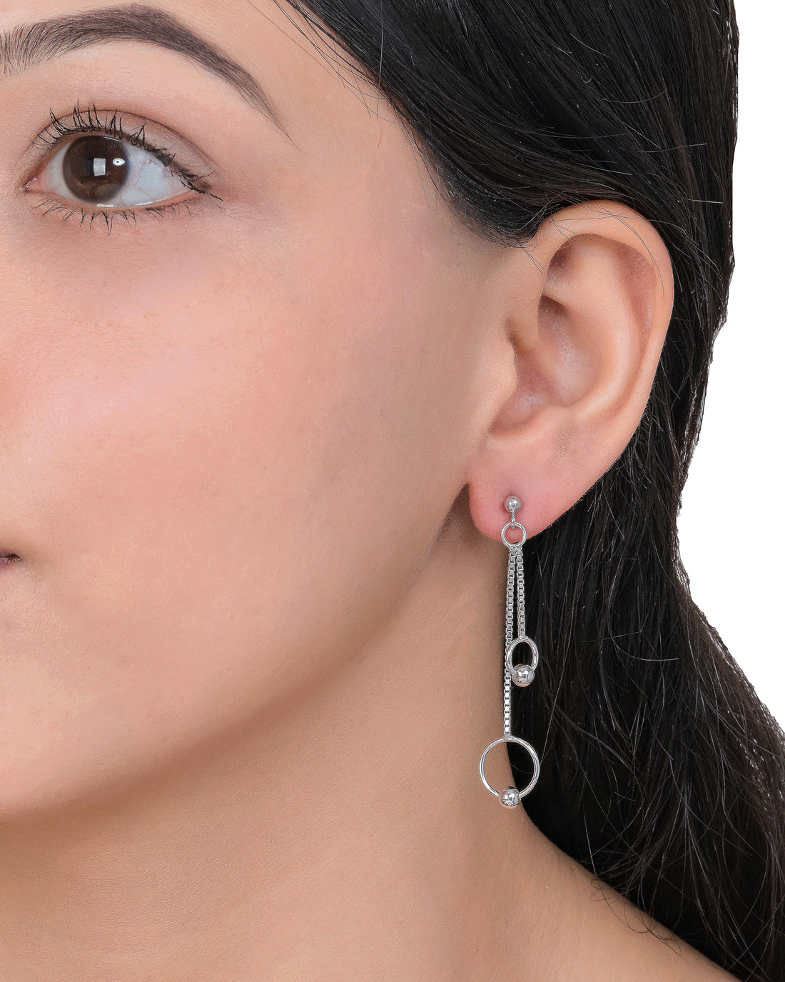 Floating Spheres Silver Earrings