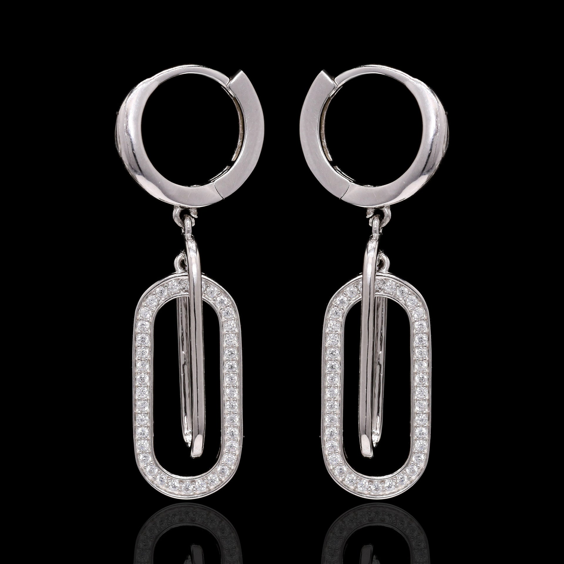 Sparkling Interloops Silver Earrings