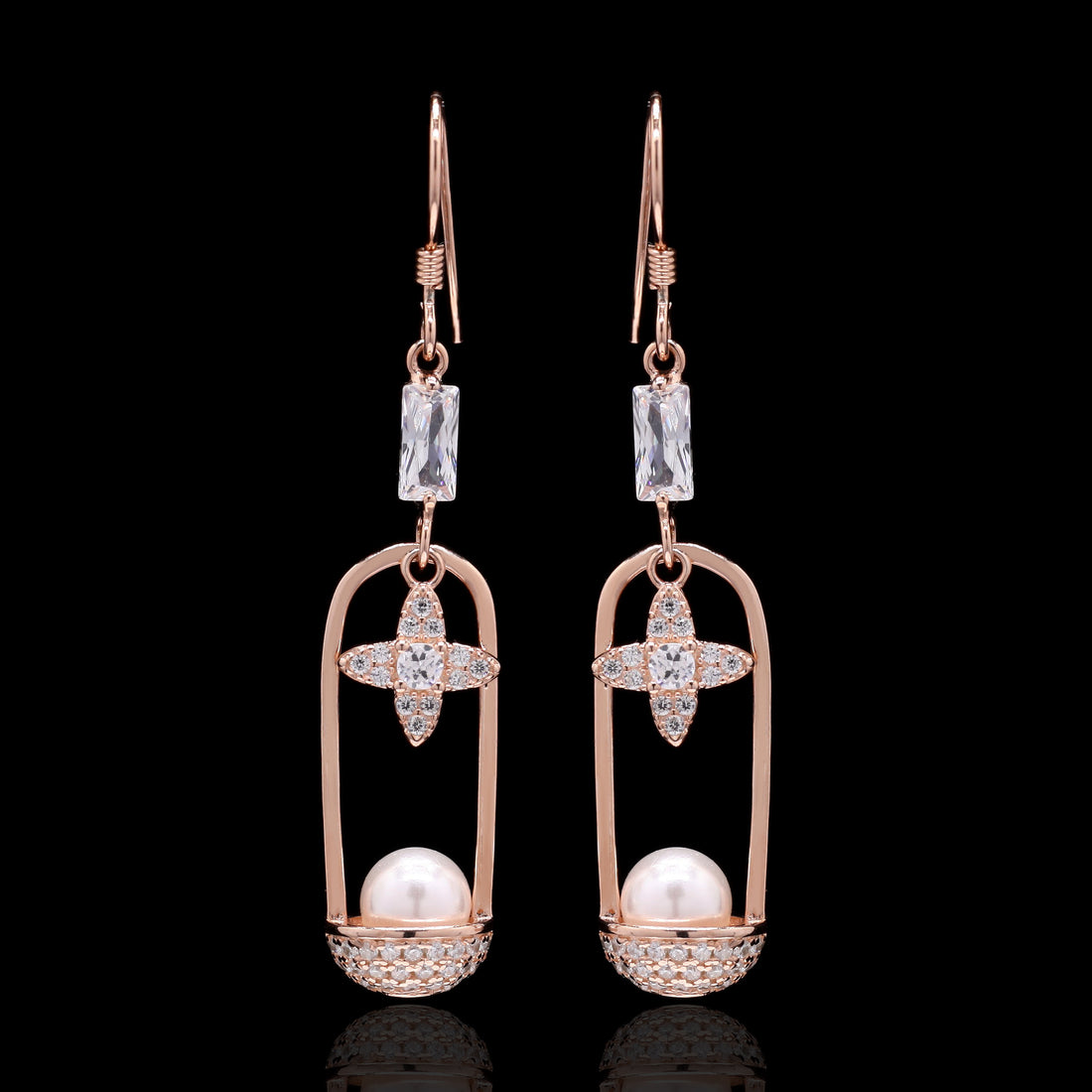 Hanging Pearl Silver Earrings