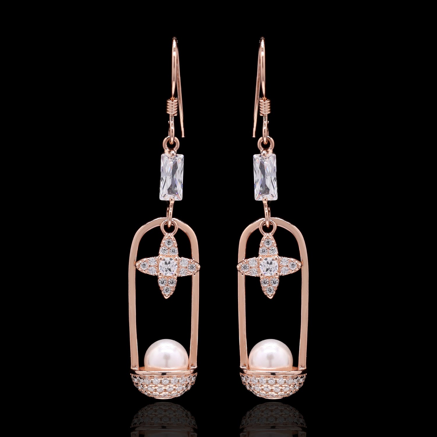 Hanging Pearl Silver Earrings