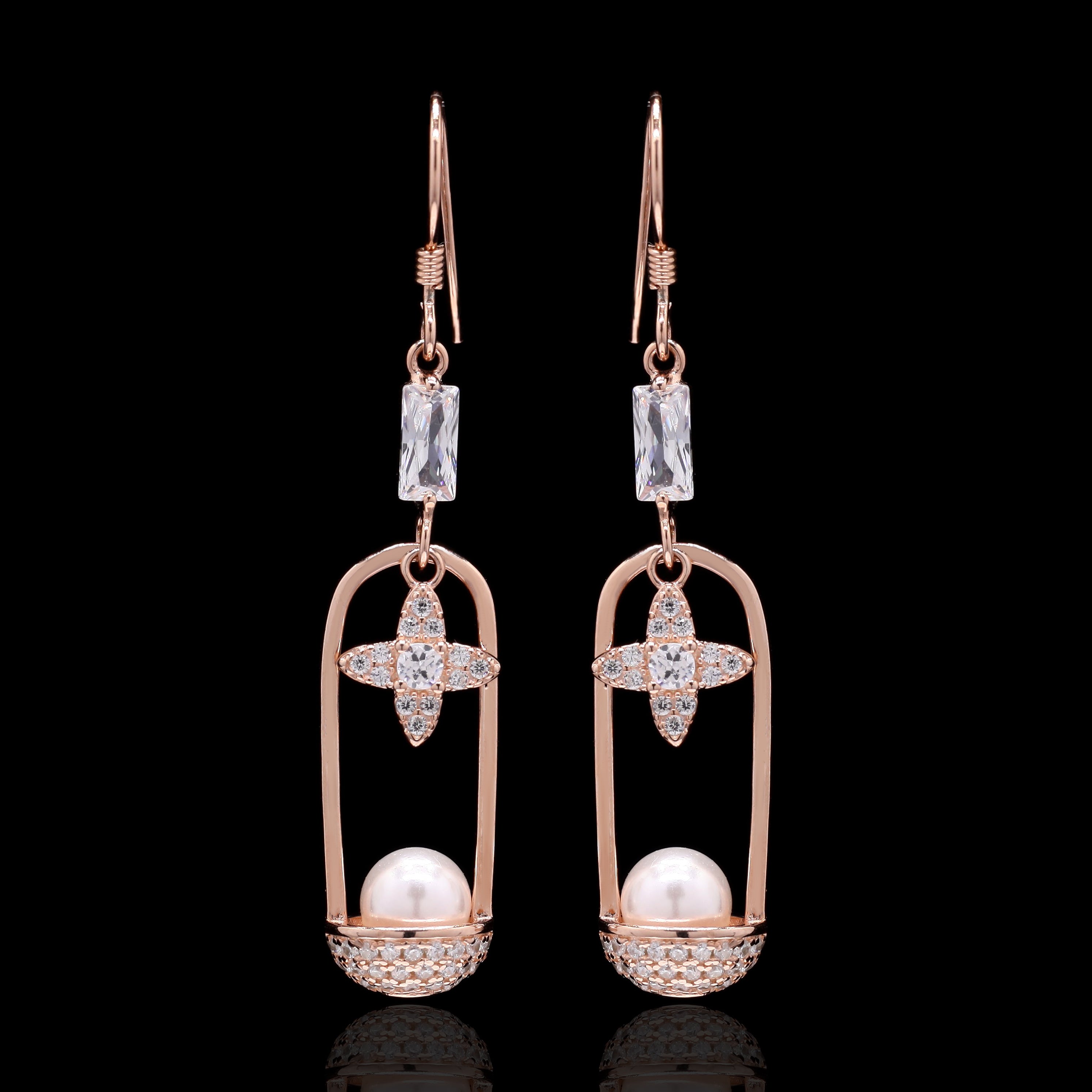 Hanging Pearl Silver Earrings