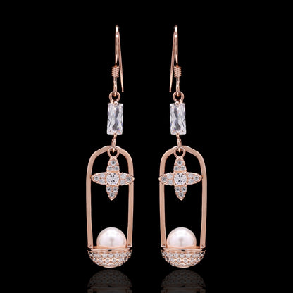 Hanging Pearl Silver Earrings