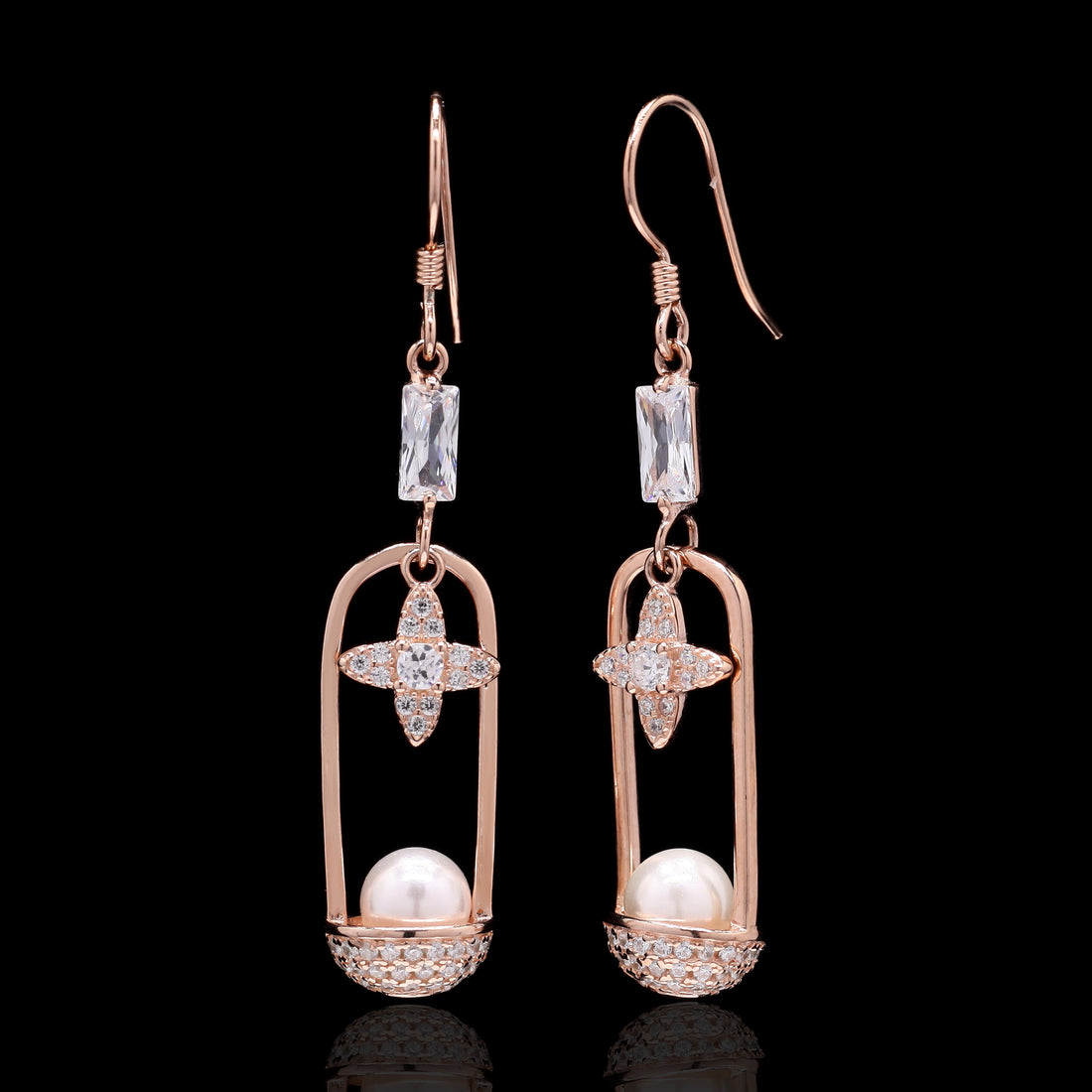 Hanging Pearl Silver Earrings