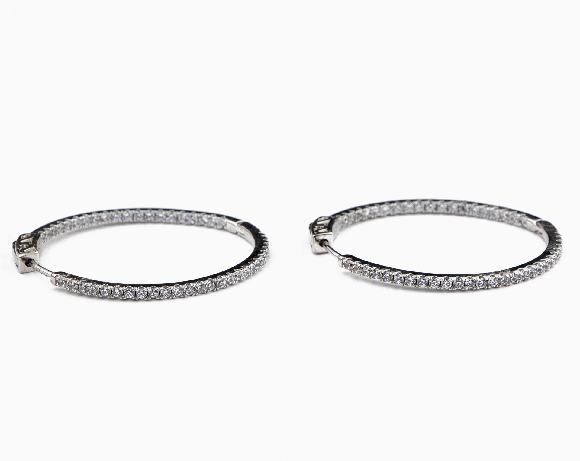 Halo Oval Silver Earrings