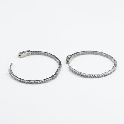 Halo Oval Silver Earrings