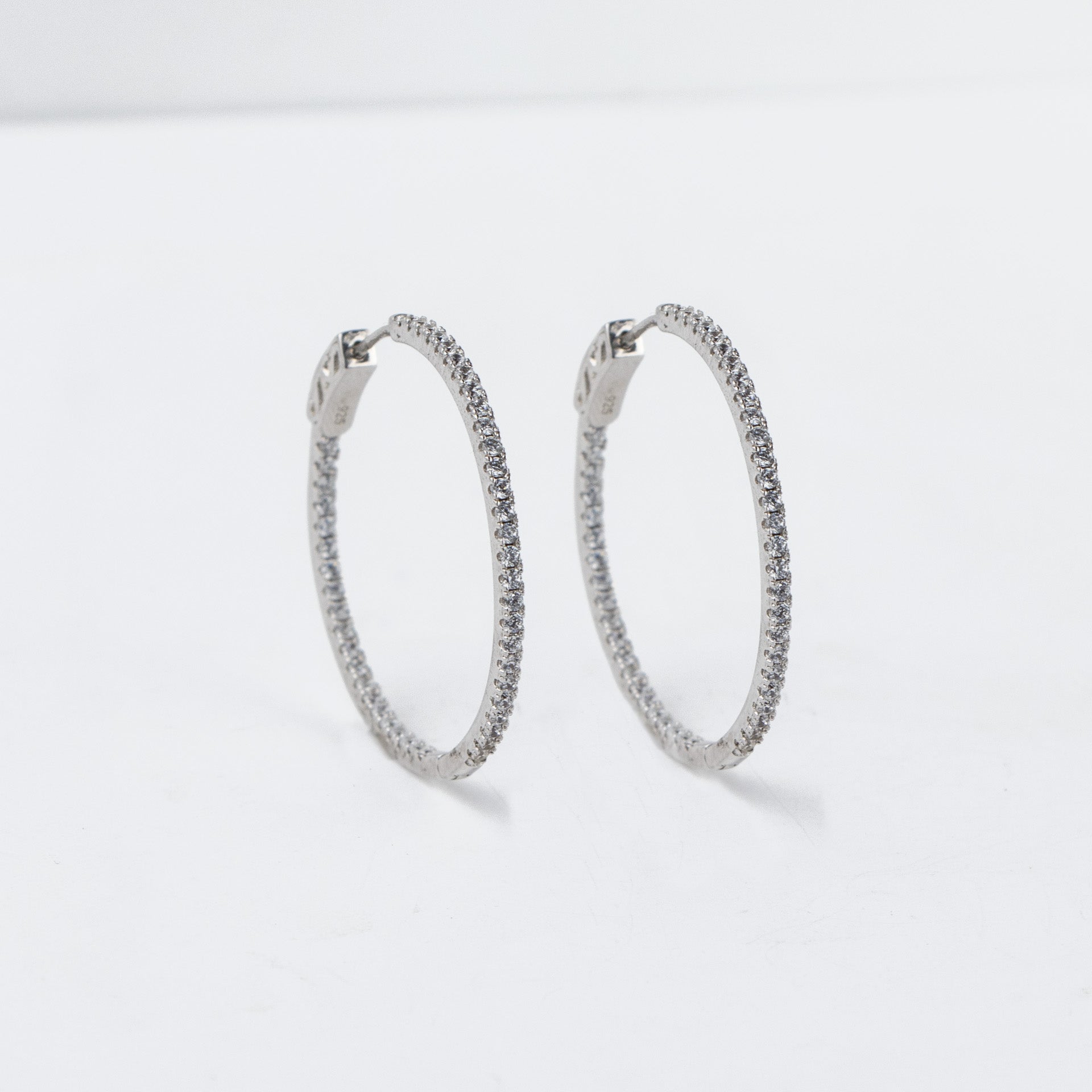 Halo Oval Silver Earrings