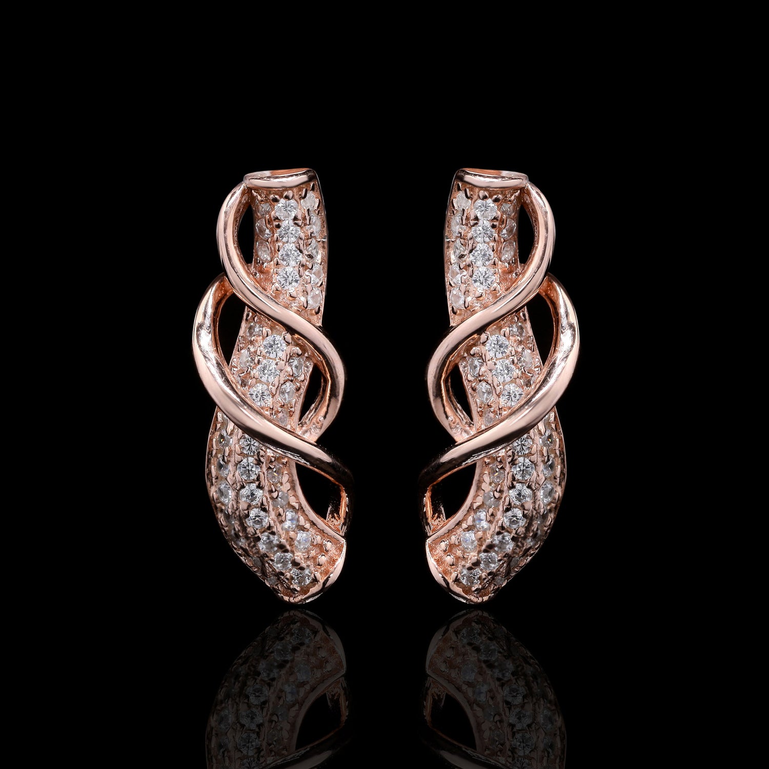 Rose Gold Cobra Wave Earrings