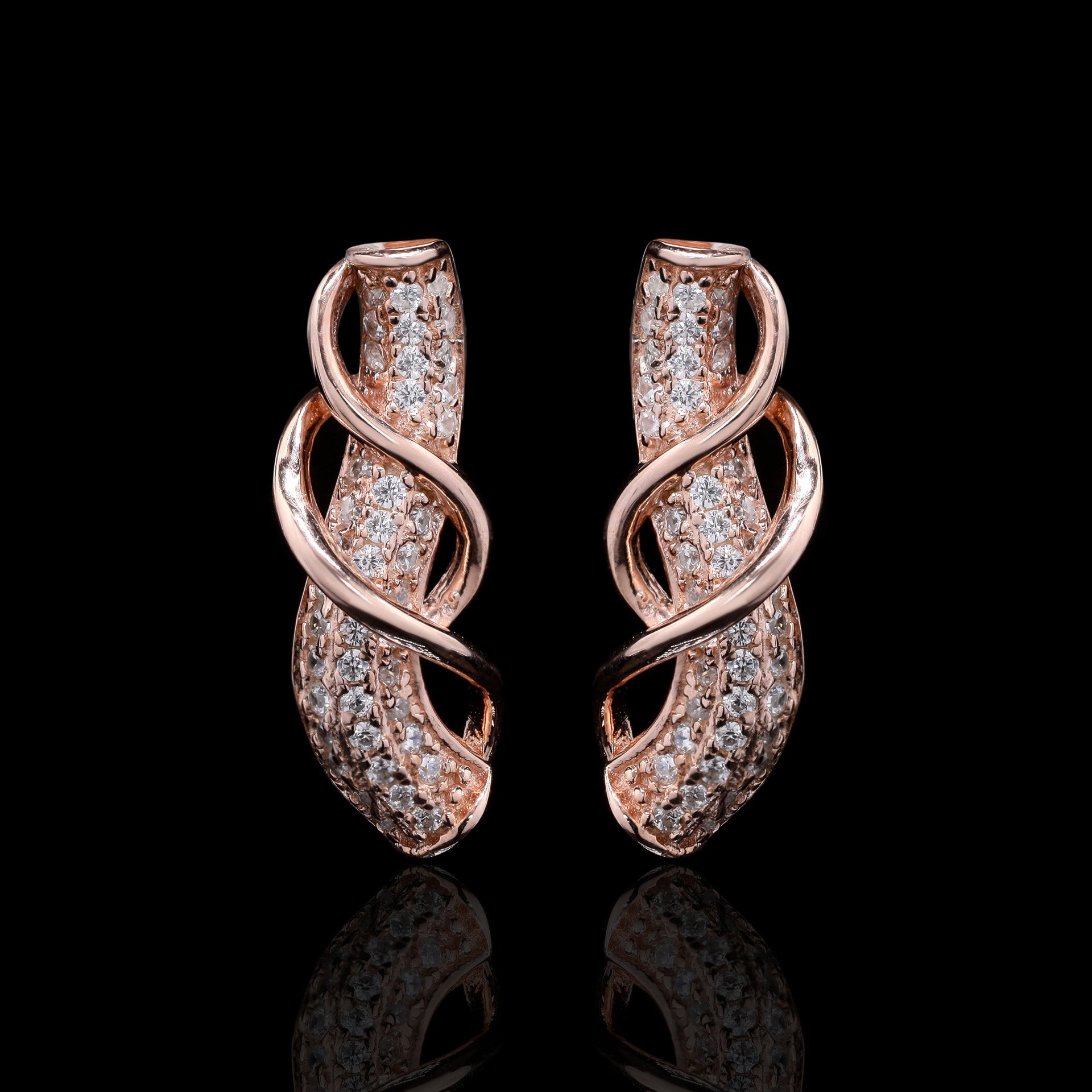 Rose Gold Cobra Wave Earrings