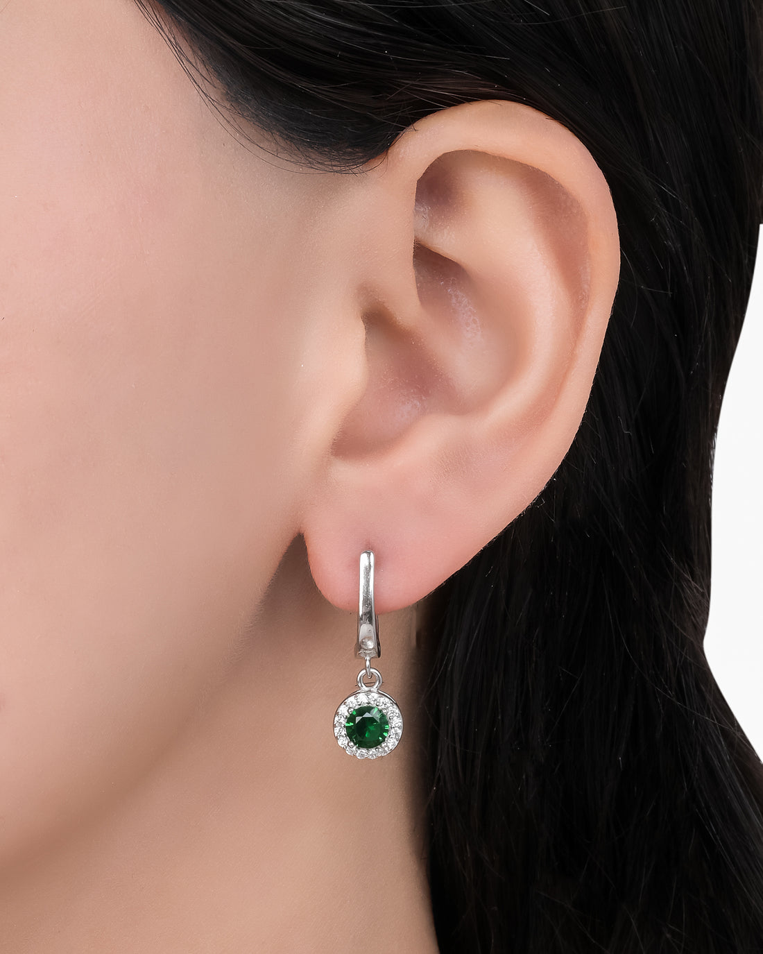 Twisted Green Silver Earrings