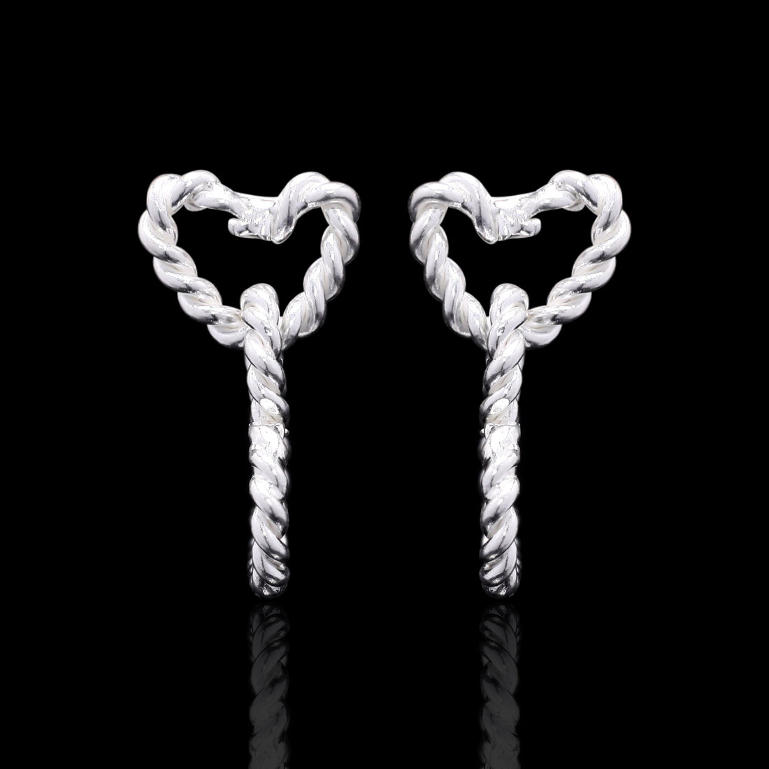 Intertwined Hearts Silver Studs