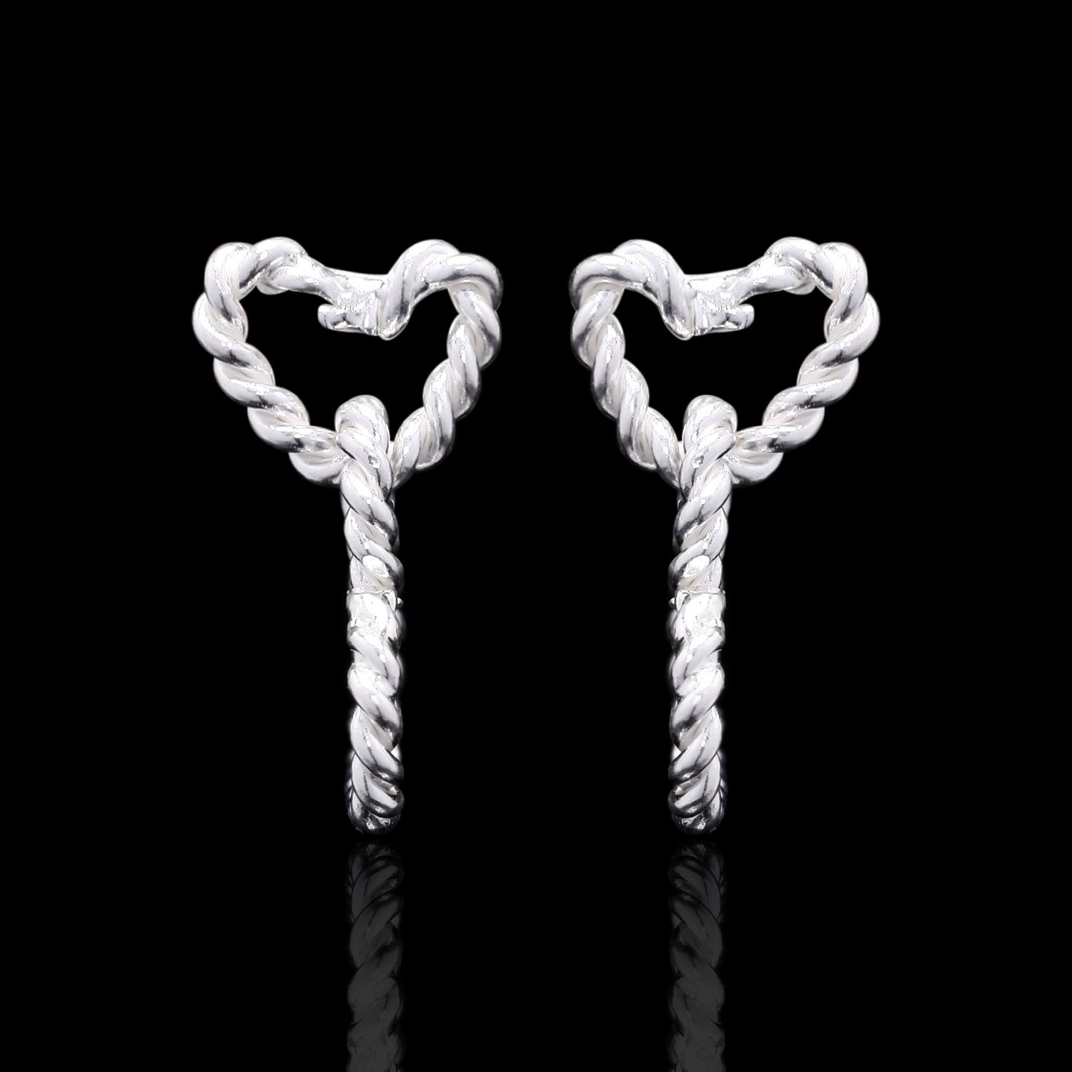 Intertwined Hearts Silver Studs