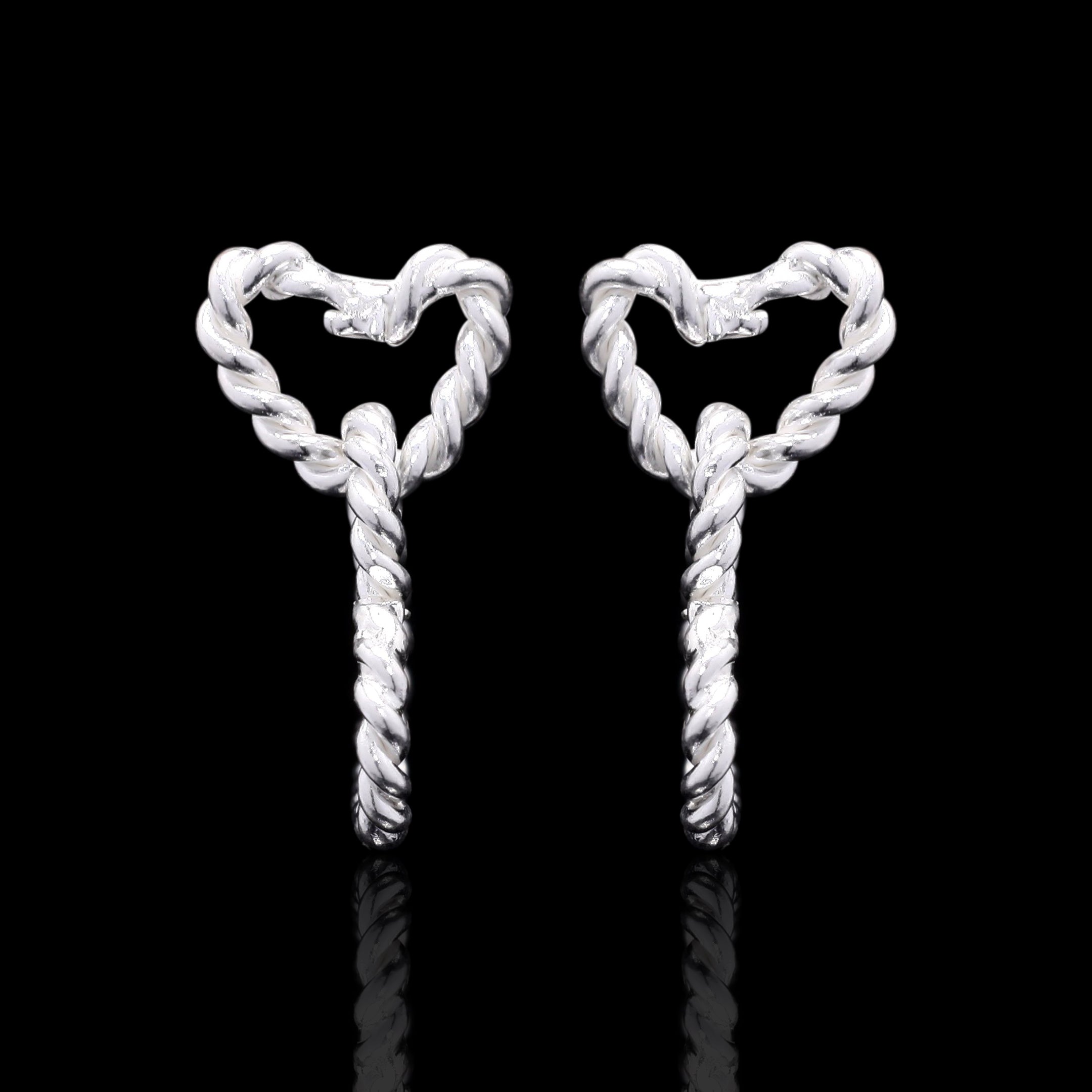 Intertwined Hearts Silver Studs