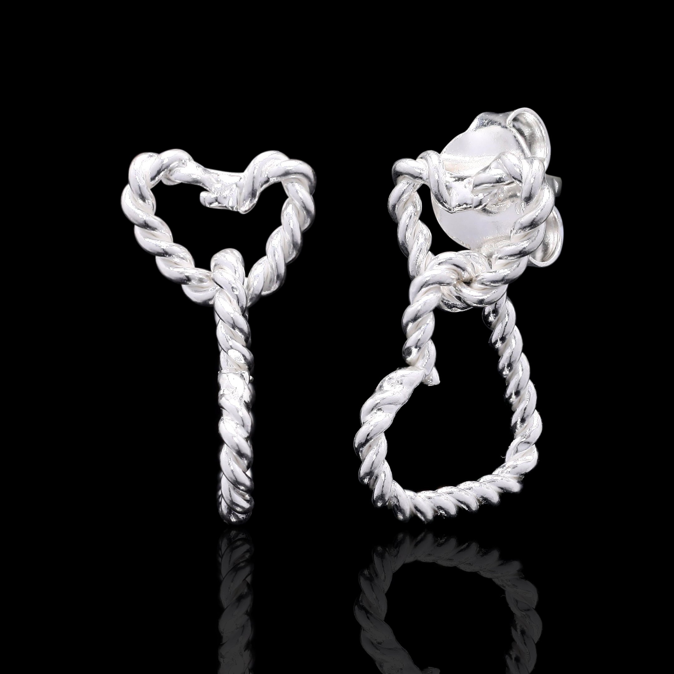 Intertwined Hearts Silver Studs