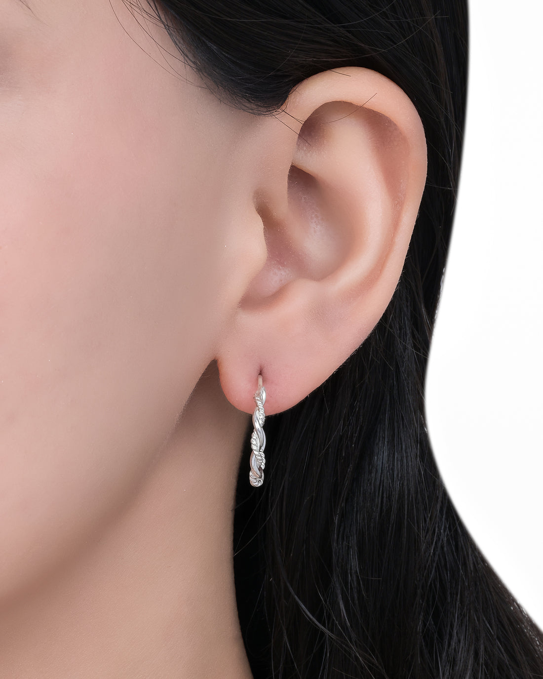 Twist Hoops Silver Earrings