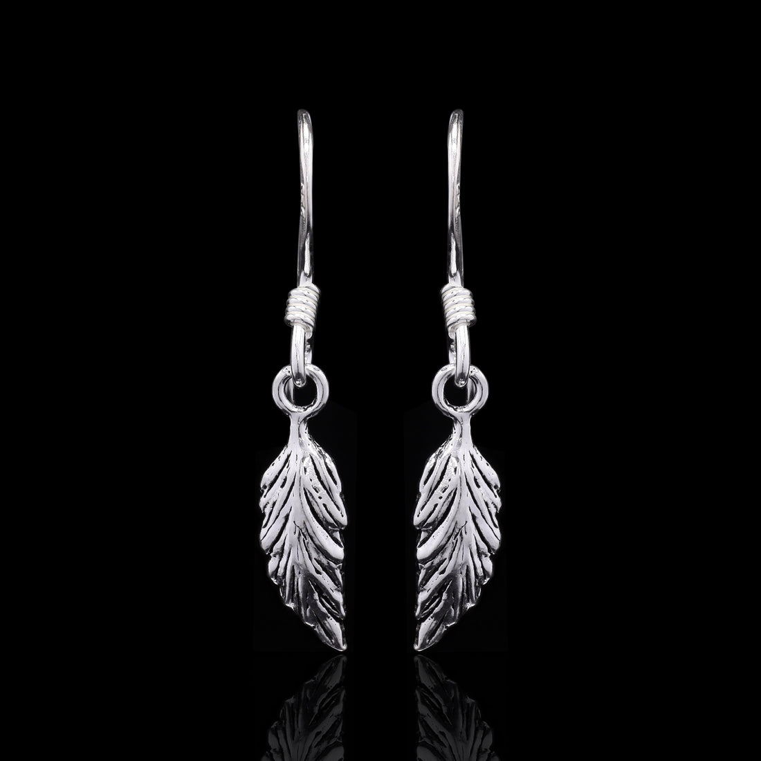 Leaf-Drop Silver Earrings