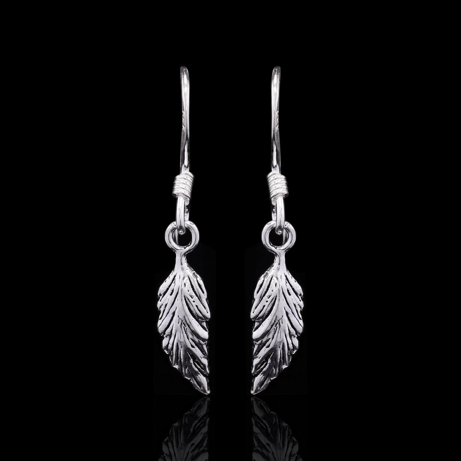 Leaf-Drop Silver Earrings