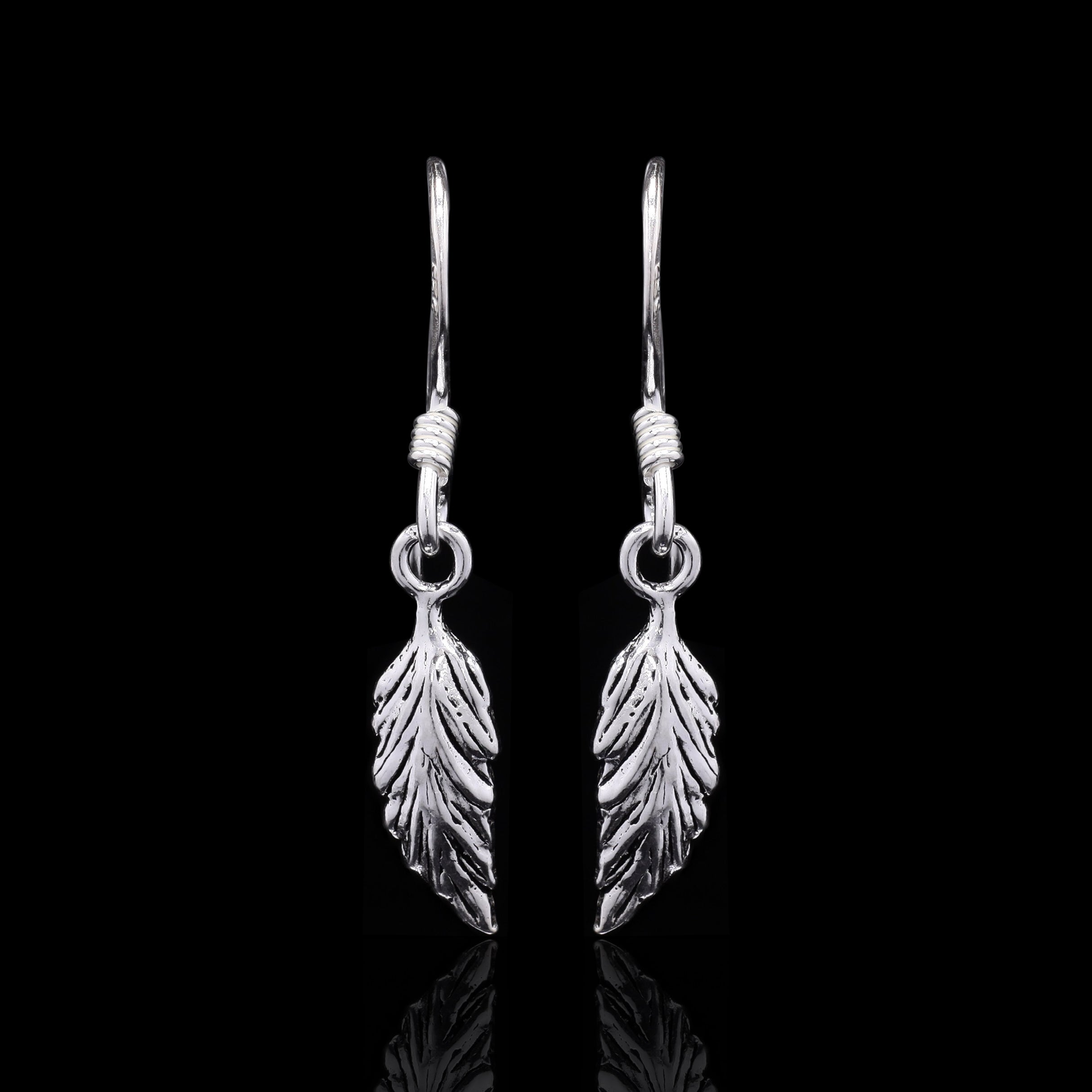 Leaf-Drop Silver Earrings