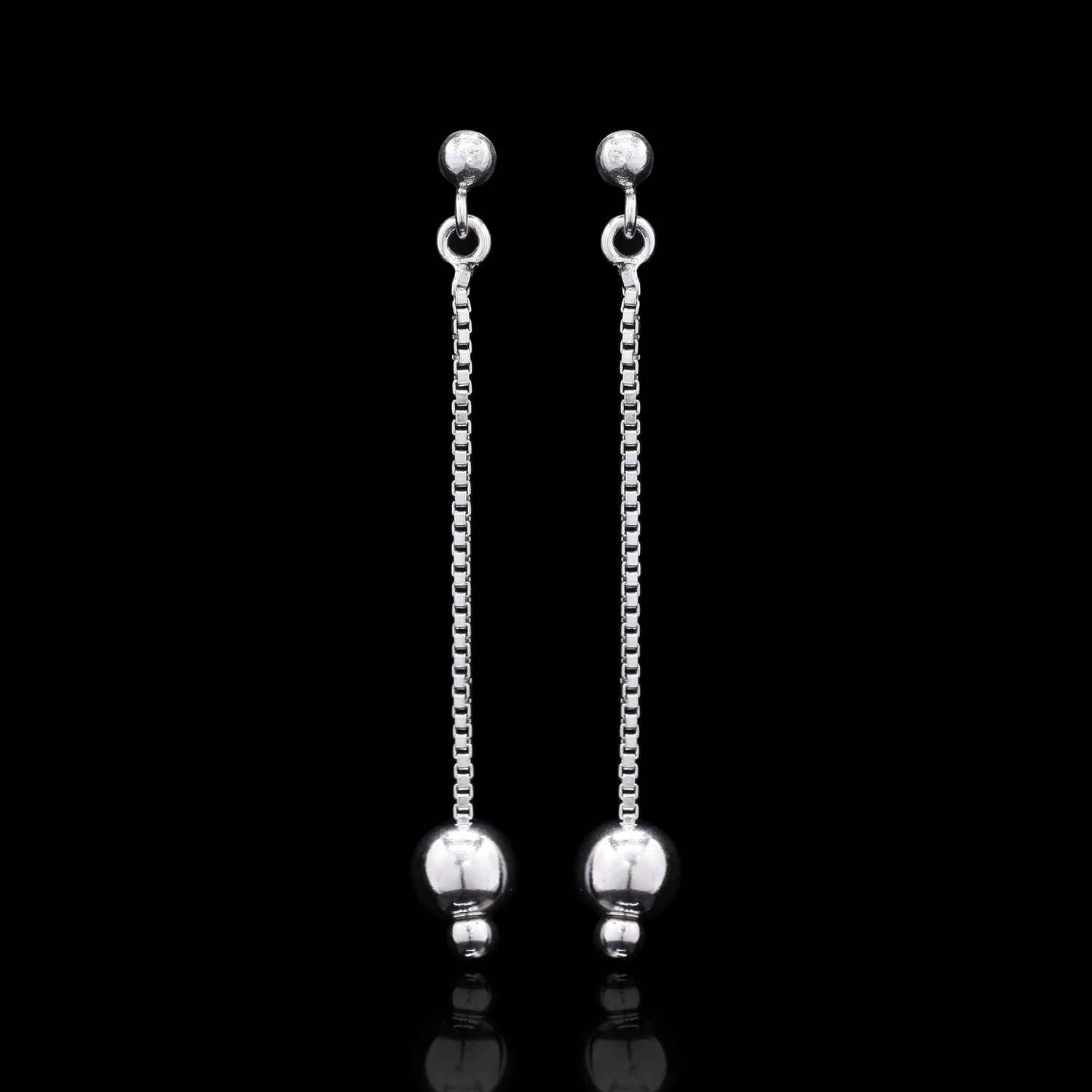 Silver Ball Drop Earrings