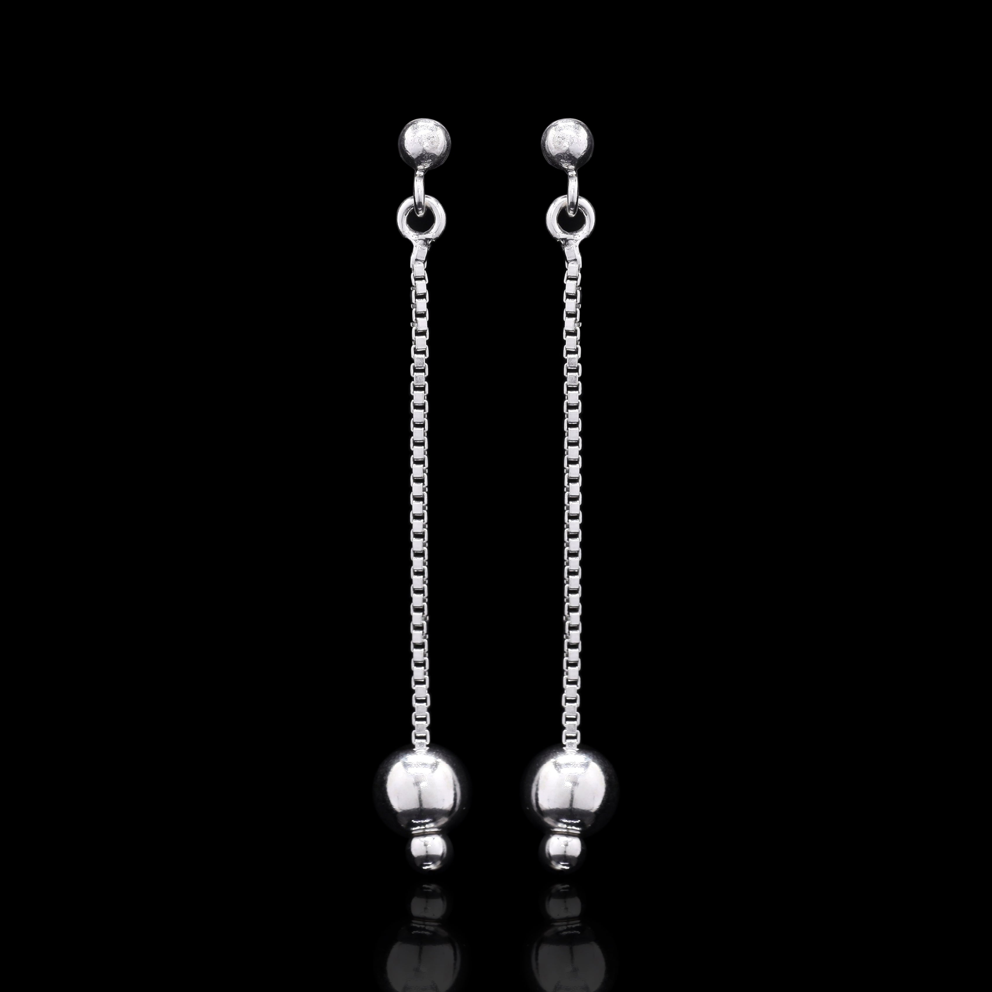 Silver Ball Drop Earrings