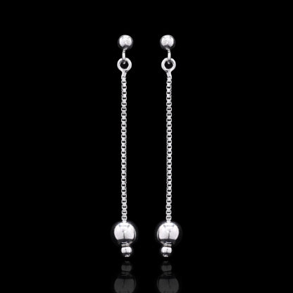 Silver Ball Drop Earrings