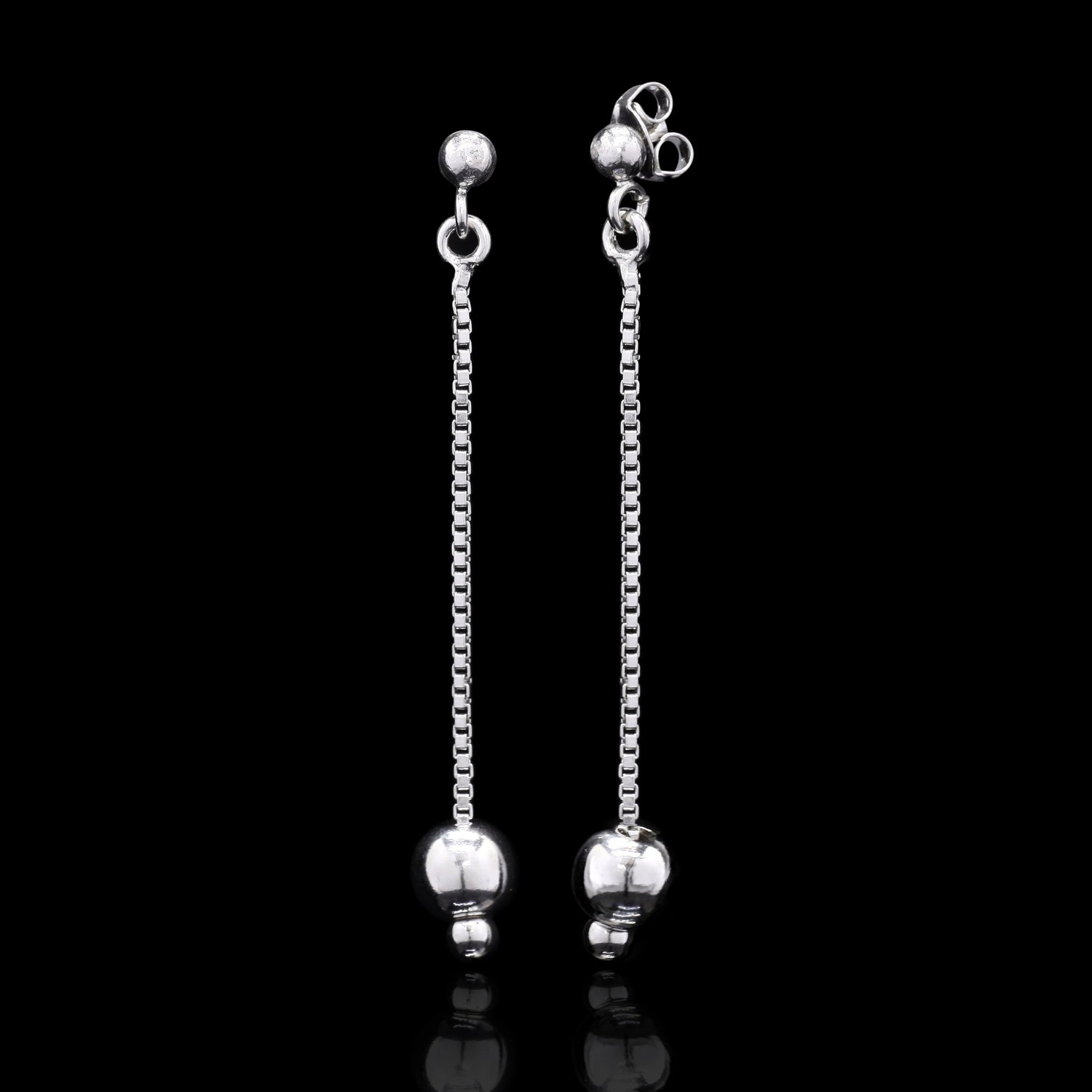 Silver Ball Drop Earrings