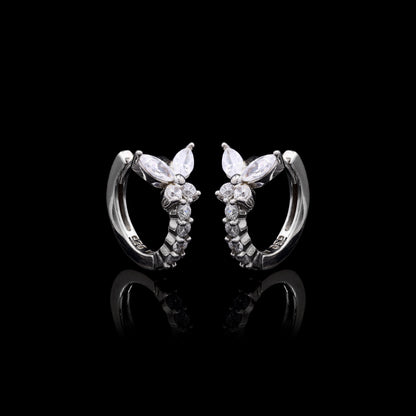 Sparkling Butterfly Silver Hoops