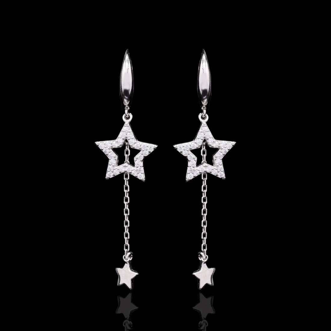 Star-trail Silver Earrings