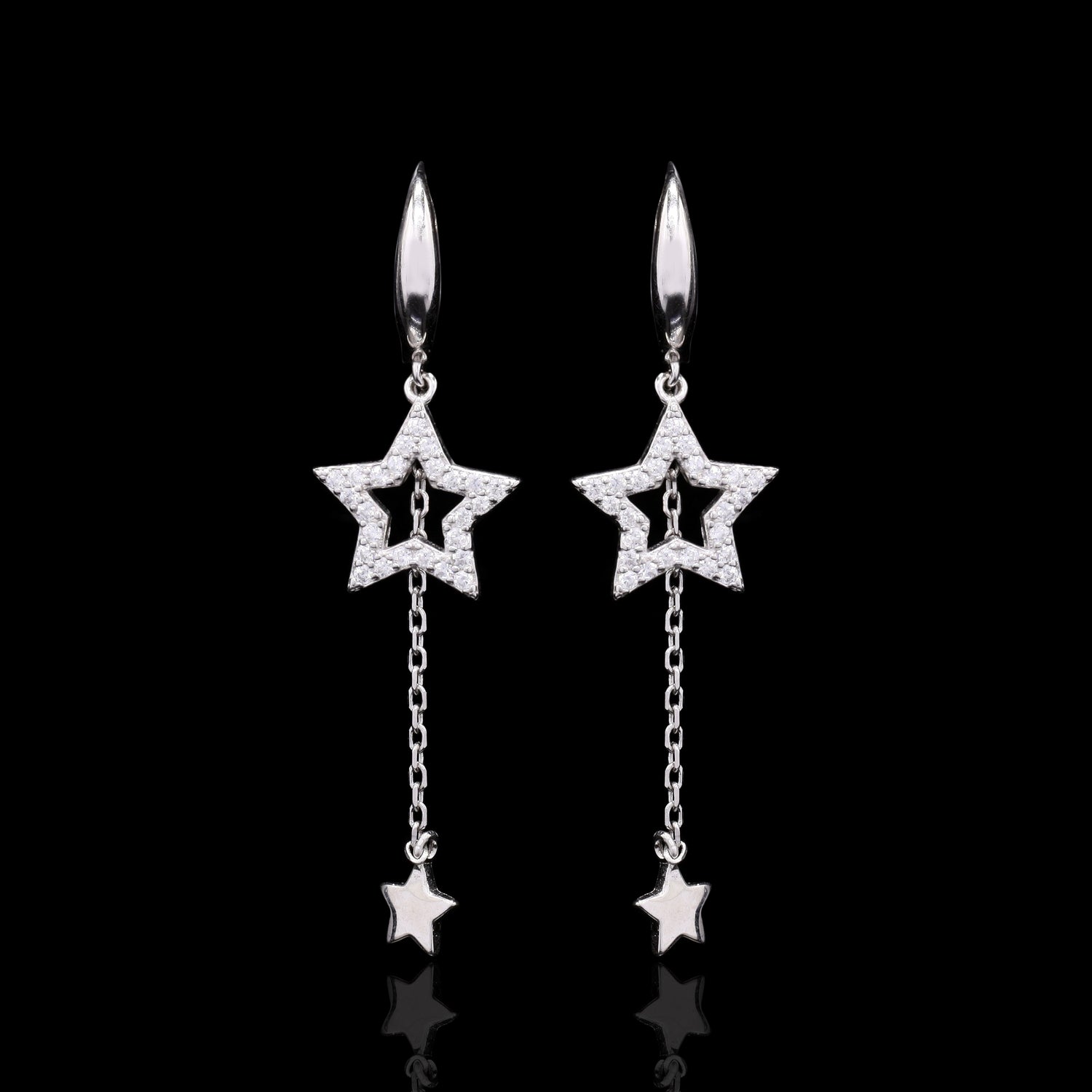 Star-trail Silver Earrings