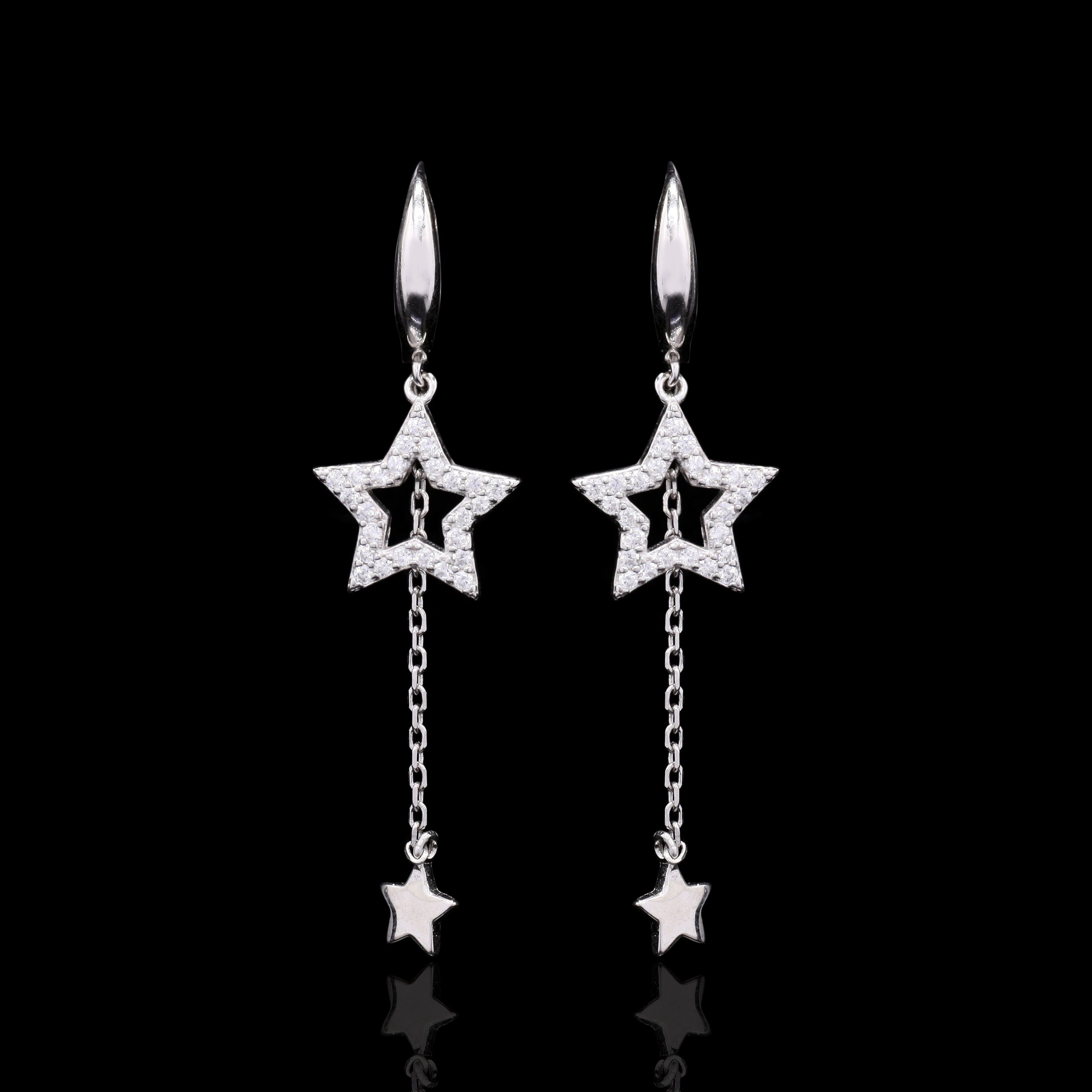 Star-trail Silver Earrings