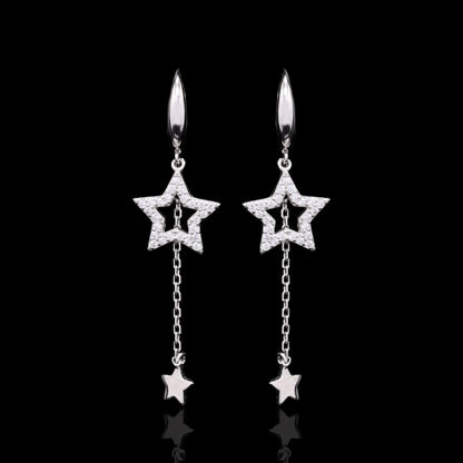 Star-trail Silver Earrings