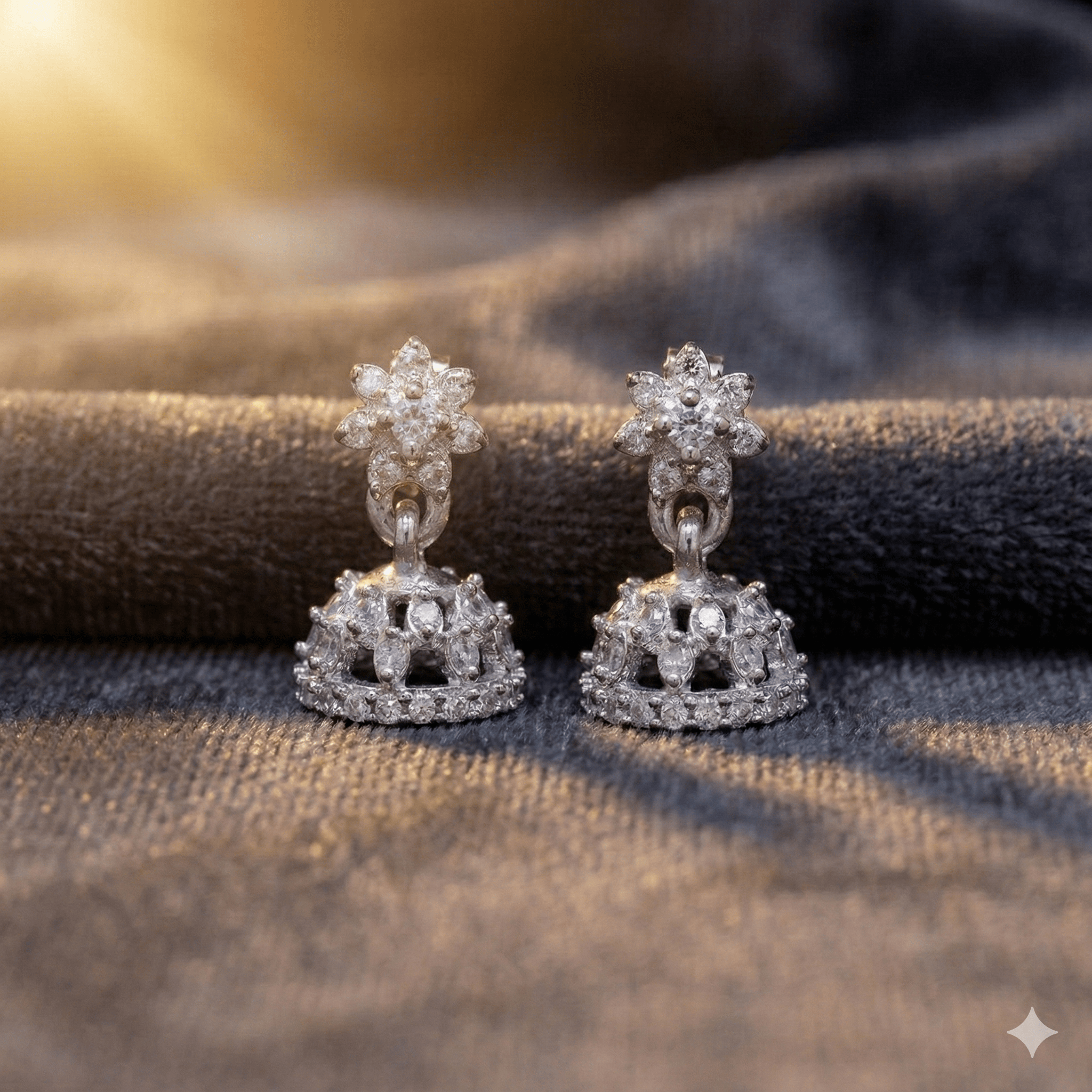Sparkling Kamal Silver Jhumki