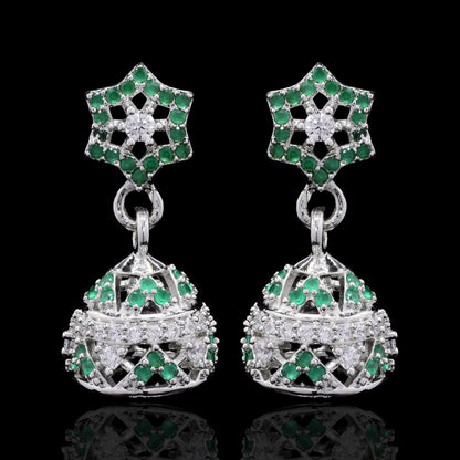 Green Tara Silver Jhumki