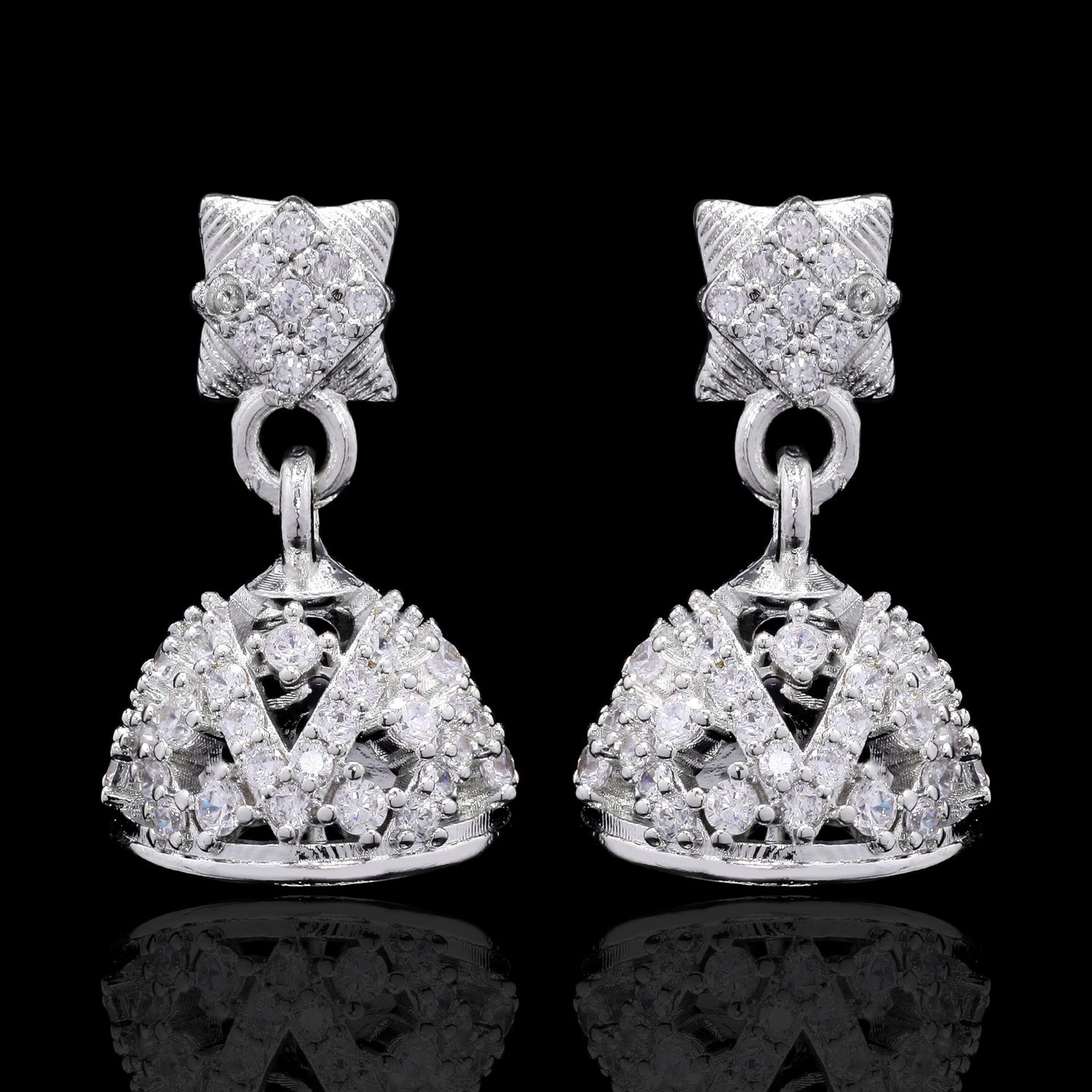 White Naaz Silver Jhumki