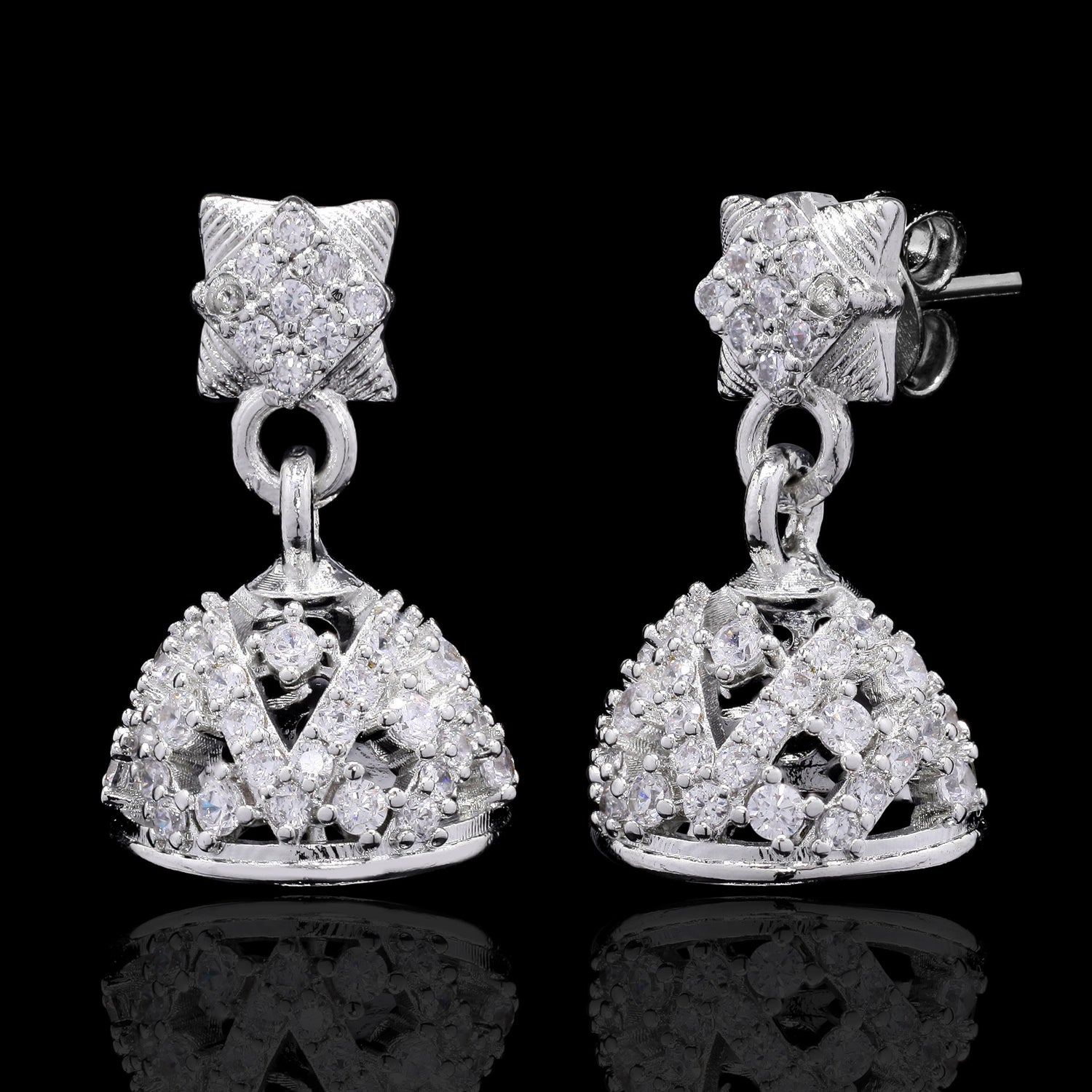 White Naaz Silver Jhumki