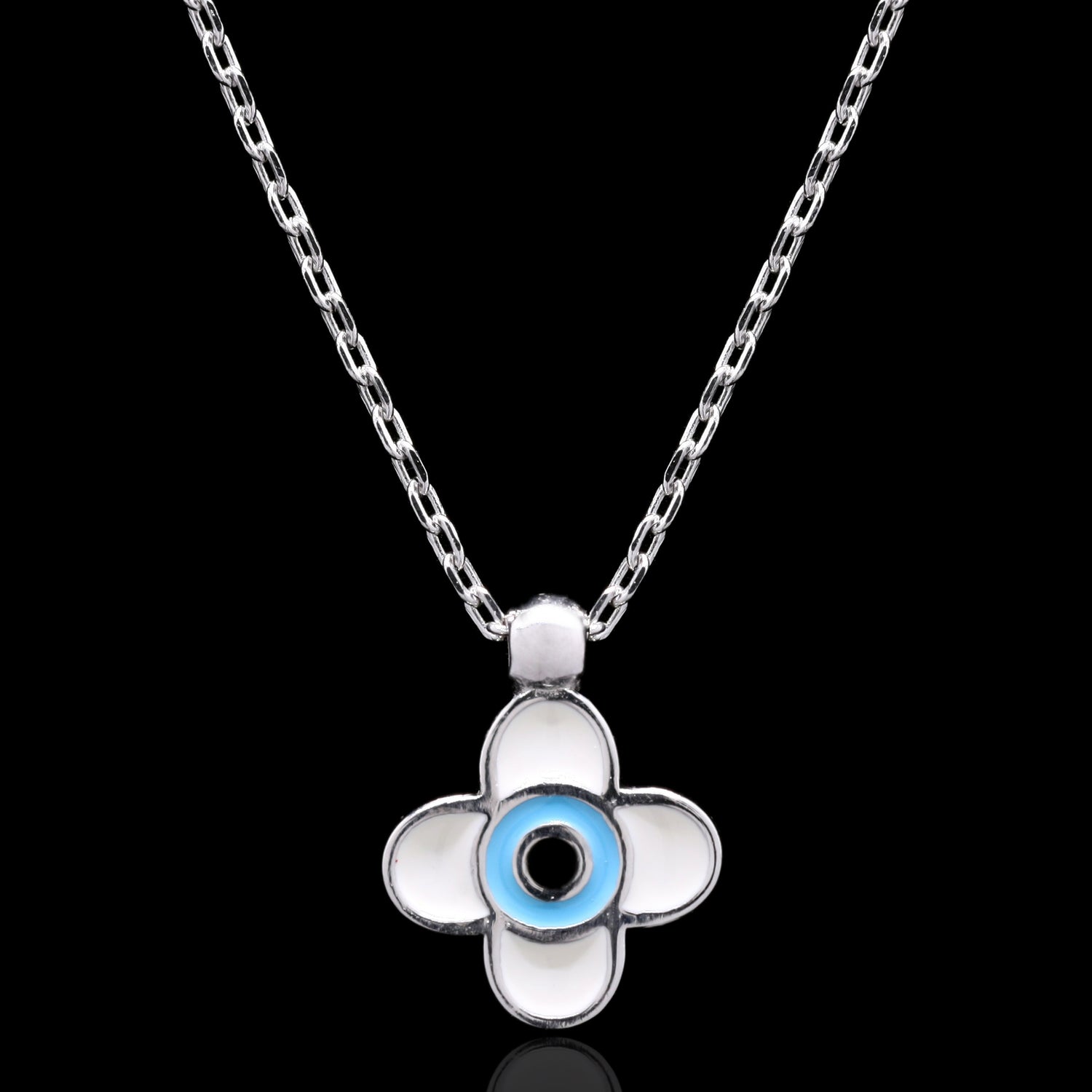 Evil-Eye Flower Silver Pendant