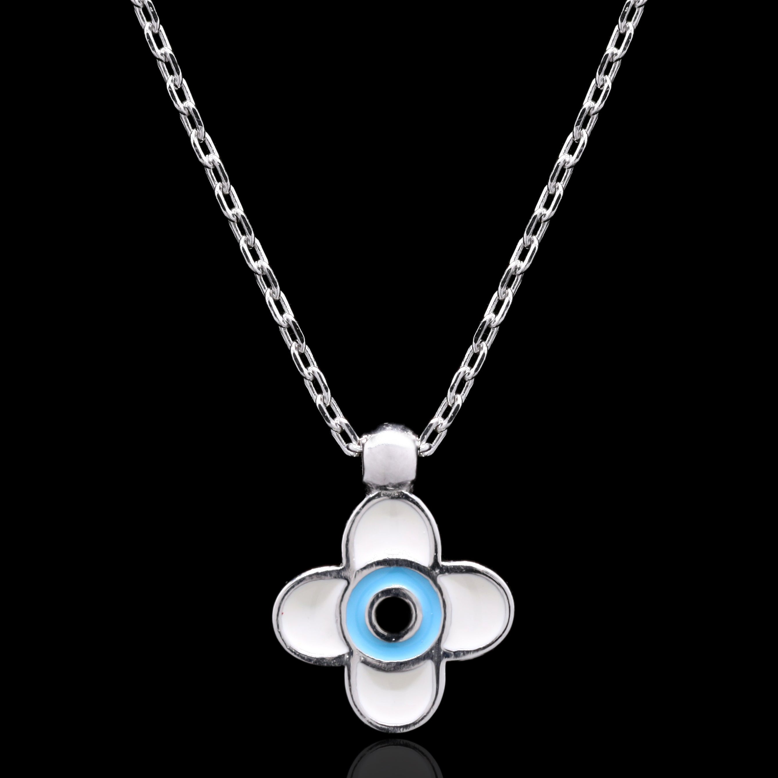 Evil-Eye Flower Silver Pendant