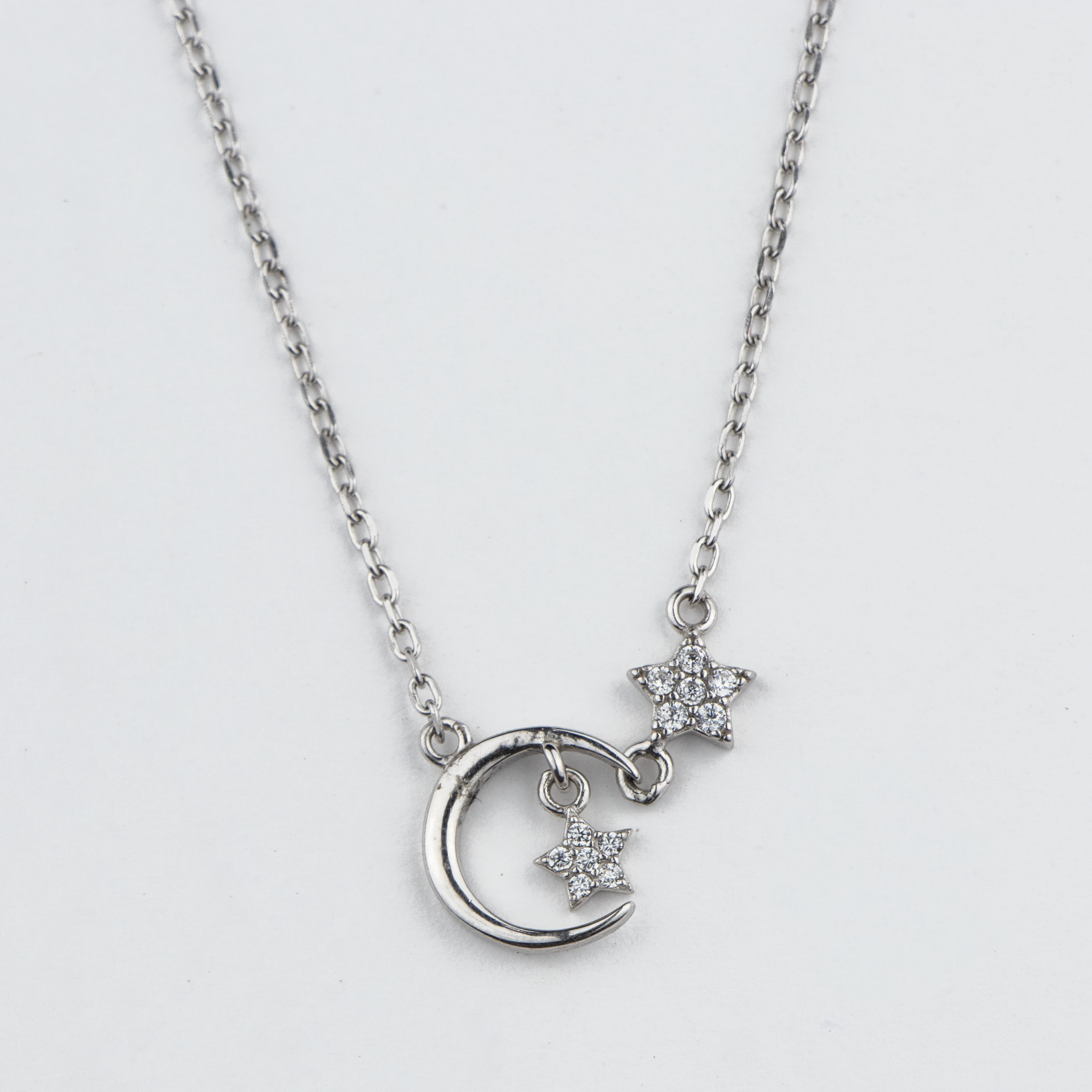 Crescent &amp; Stars Silver Pendant