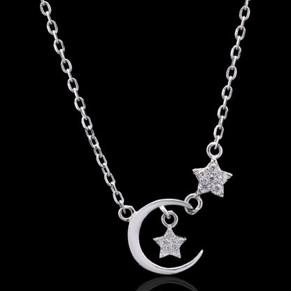 Crescent &amp; Stars Silver Pendant